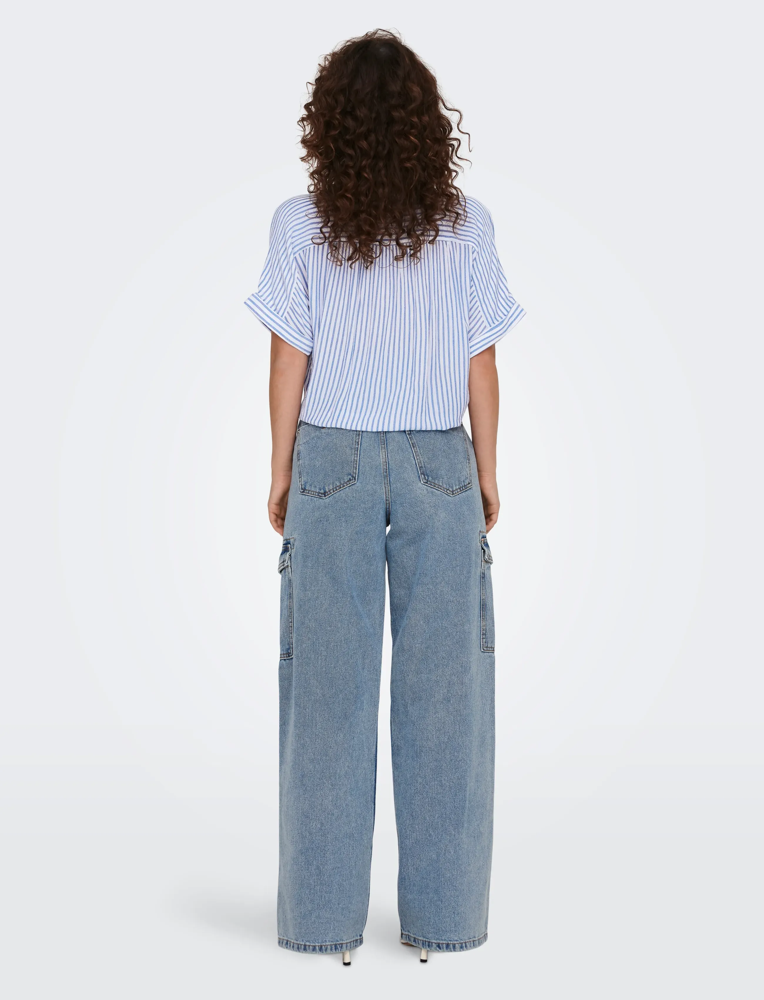 ONLY - ONLPAULA LIFE S/S TIE SHIRT WVN NOOS - kortermede bluser - cloud dancer - 3