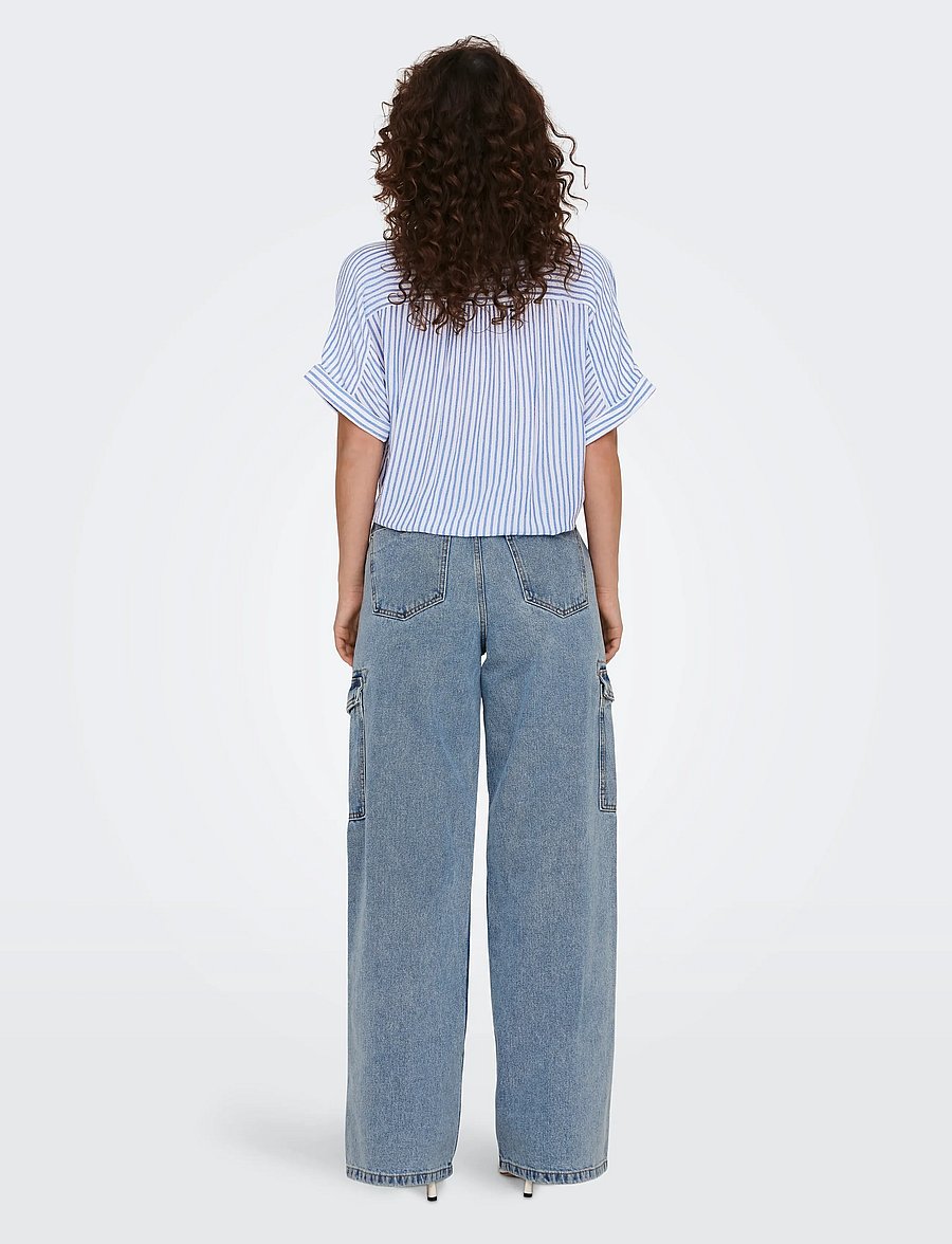 ONLY - ONLPAULA LIFE S/S TIE SHIRT WVN NOOS - lyhythihaiset puserot - cloud dancer - 3