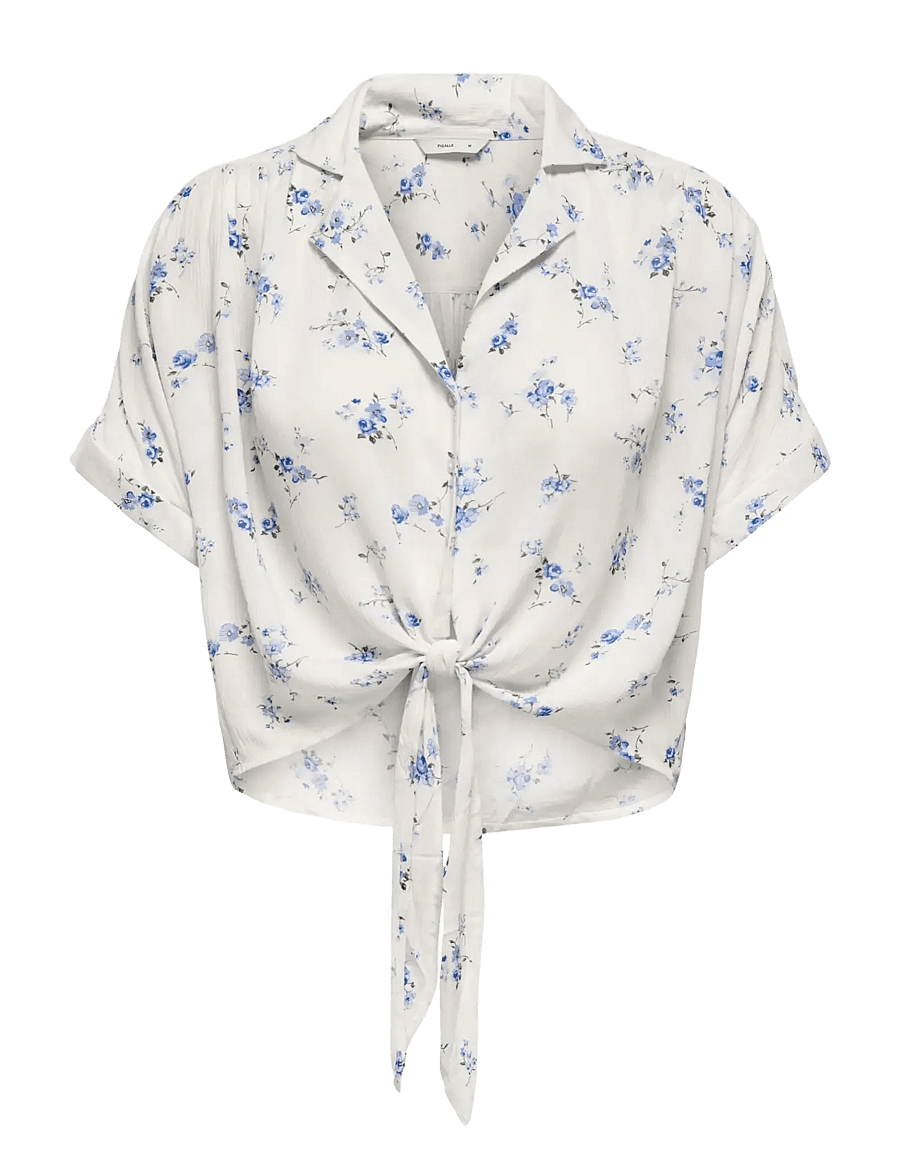 ONLY - ONLPAULA LIFE S/S TIE SHIRT WVN NOOS - lühikeste varrukatega pluusid - cloud dancer - 1