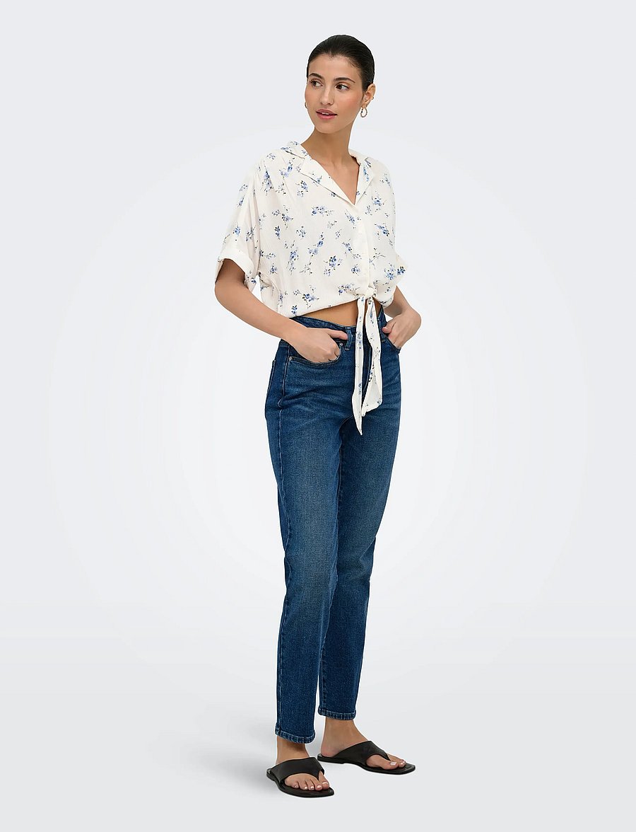 ONLY - ONLPAULA LIFE S/S TIE SHIRT WVN NOOS - lühikeste varrukatega pluusid - cloud dancer - 4