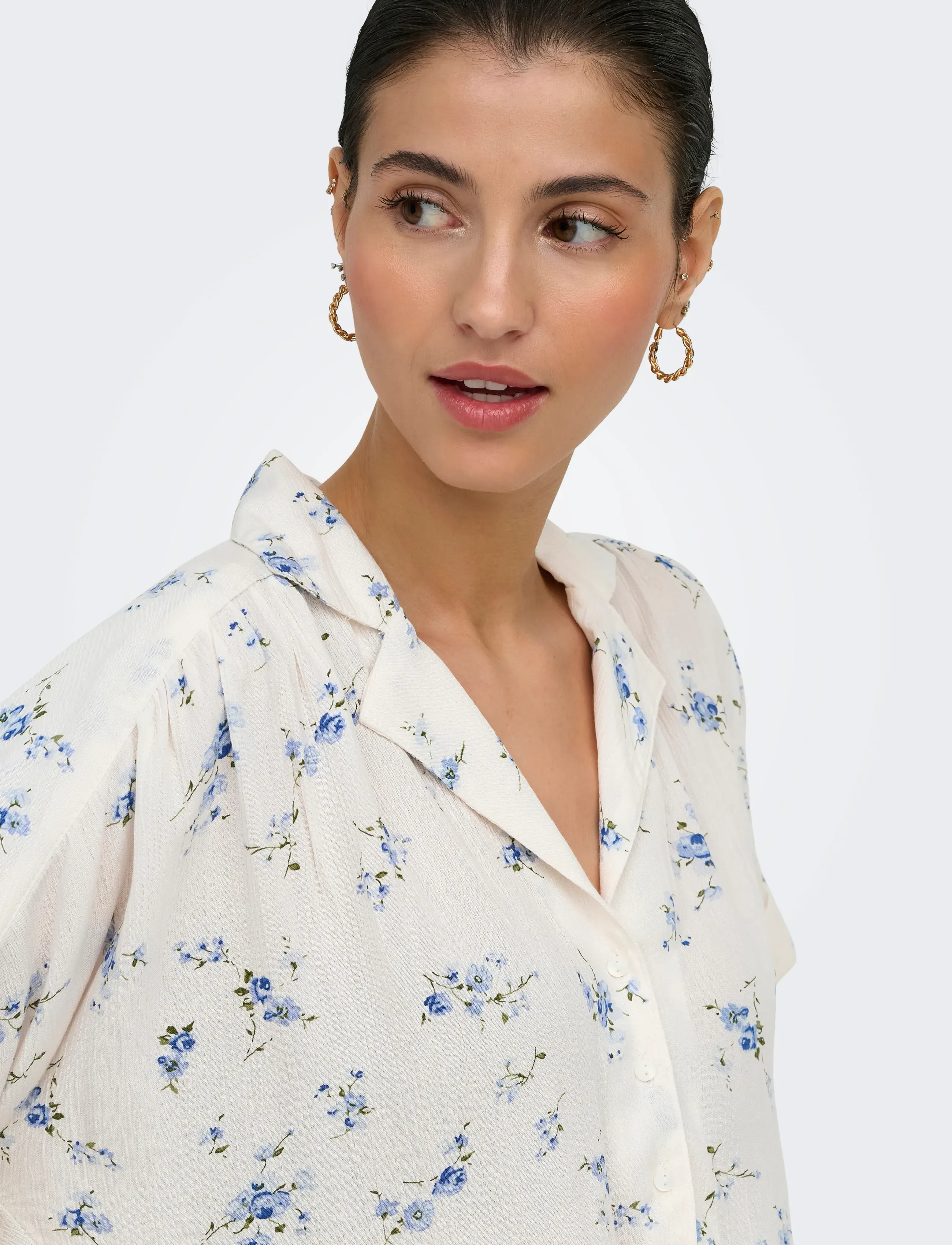 ONLY - ONLPAULA LIFE S/S TIE SHIRT WVN NOOS - kortærmede bluser - cloud dancer - 5