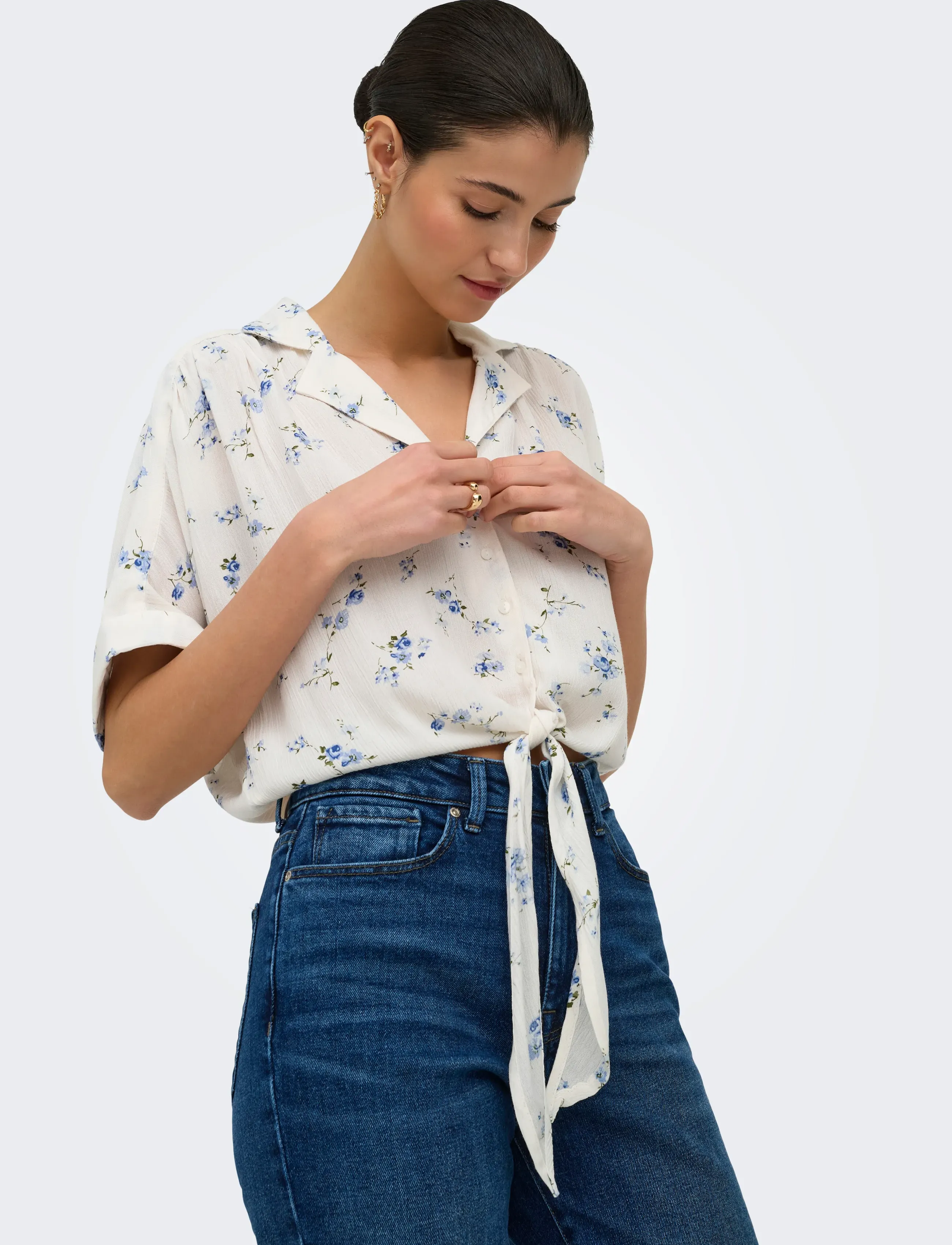 ONLY Onlpaula Life S/S Tie Shirt Wvn Noos skjortor dam – bild 5