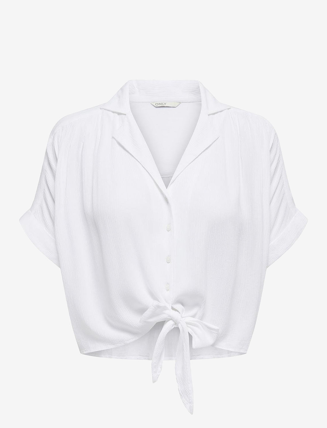 ONLY - ONLPAULA LIFE S/S TIE SHIRT WVN NOOS - kurzämlige blusen - white - 1