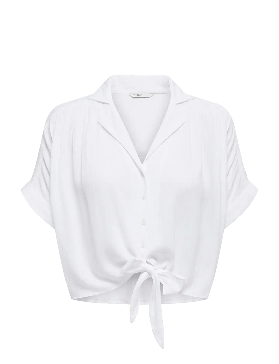 ONLY - ONLPAULA LIFE S/S TIE SHIRT WVN NOOS - lühikeste varrukatega pluusid - white - 1