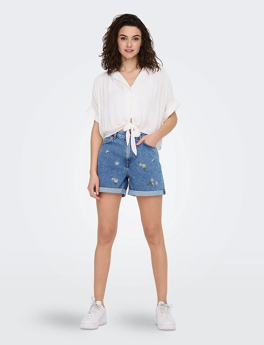 ONLY - ONLPAULA LIFE S/S TIE SHIRT WVN NOOS - lühikeste varrukatega pluusid - white - 4