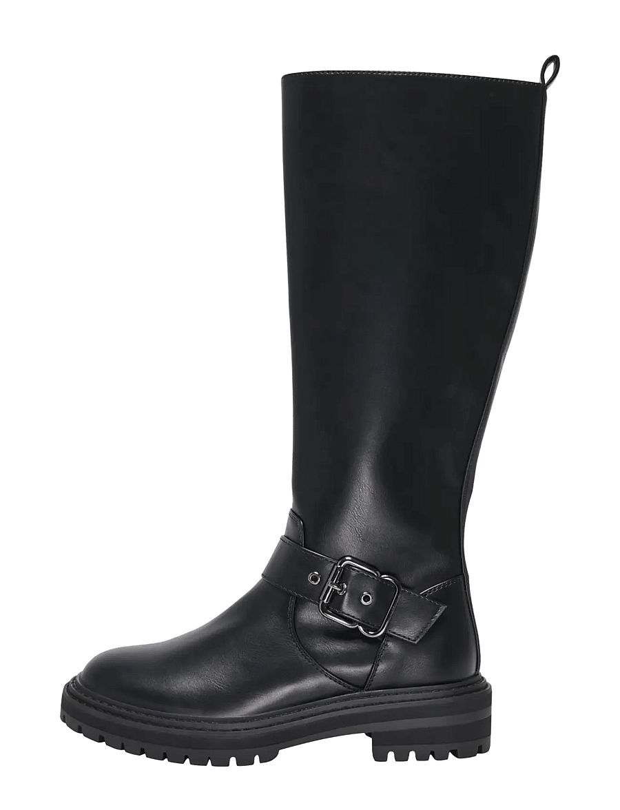 ONLY - ONLBETH-8 PU HIGH BUCKLE BOOT - põlveni saapad - black - 0