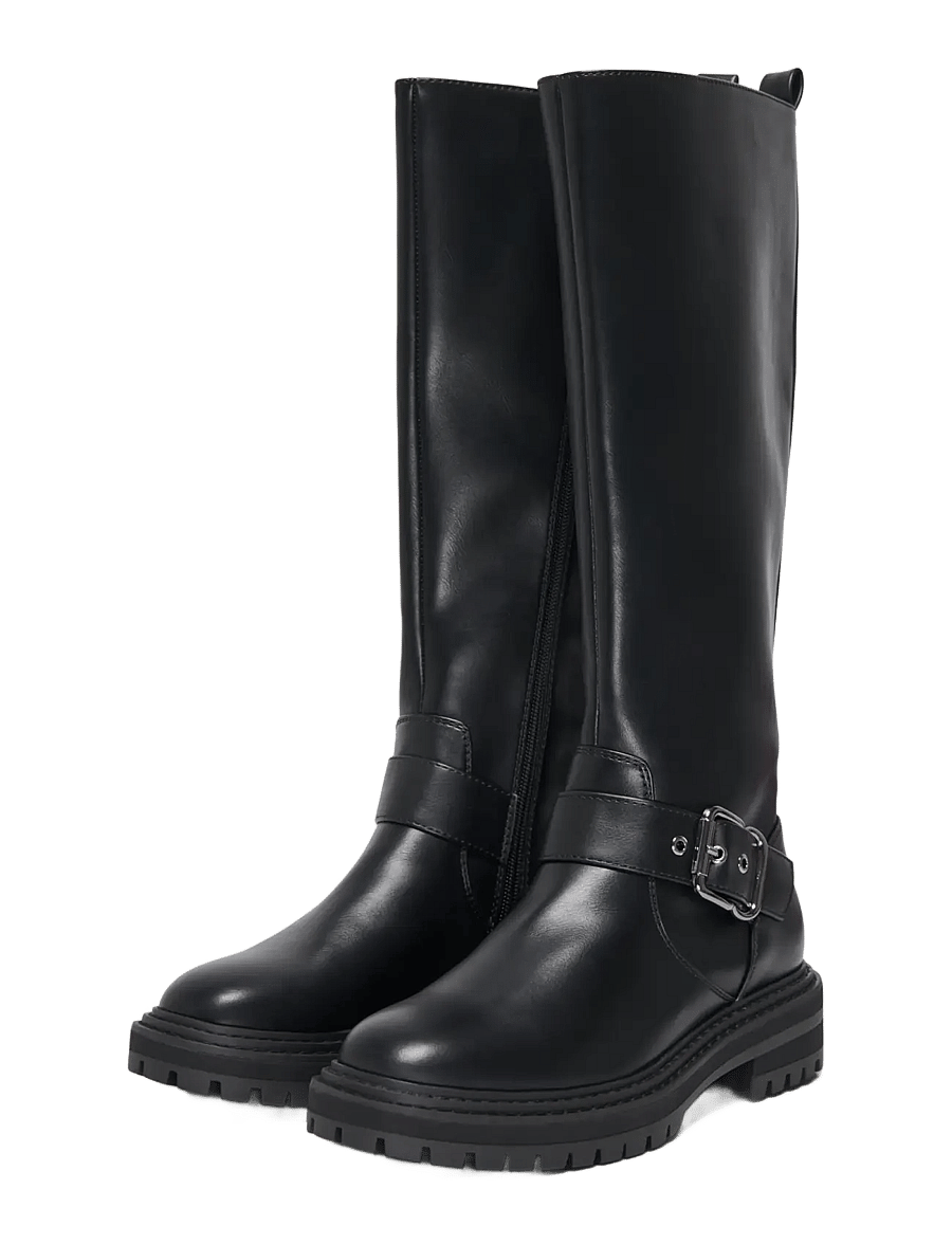 ONLY - ONLBETH-8 PU HIGH BUCKLE BOOT - põlveni saapad - black - 2