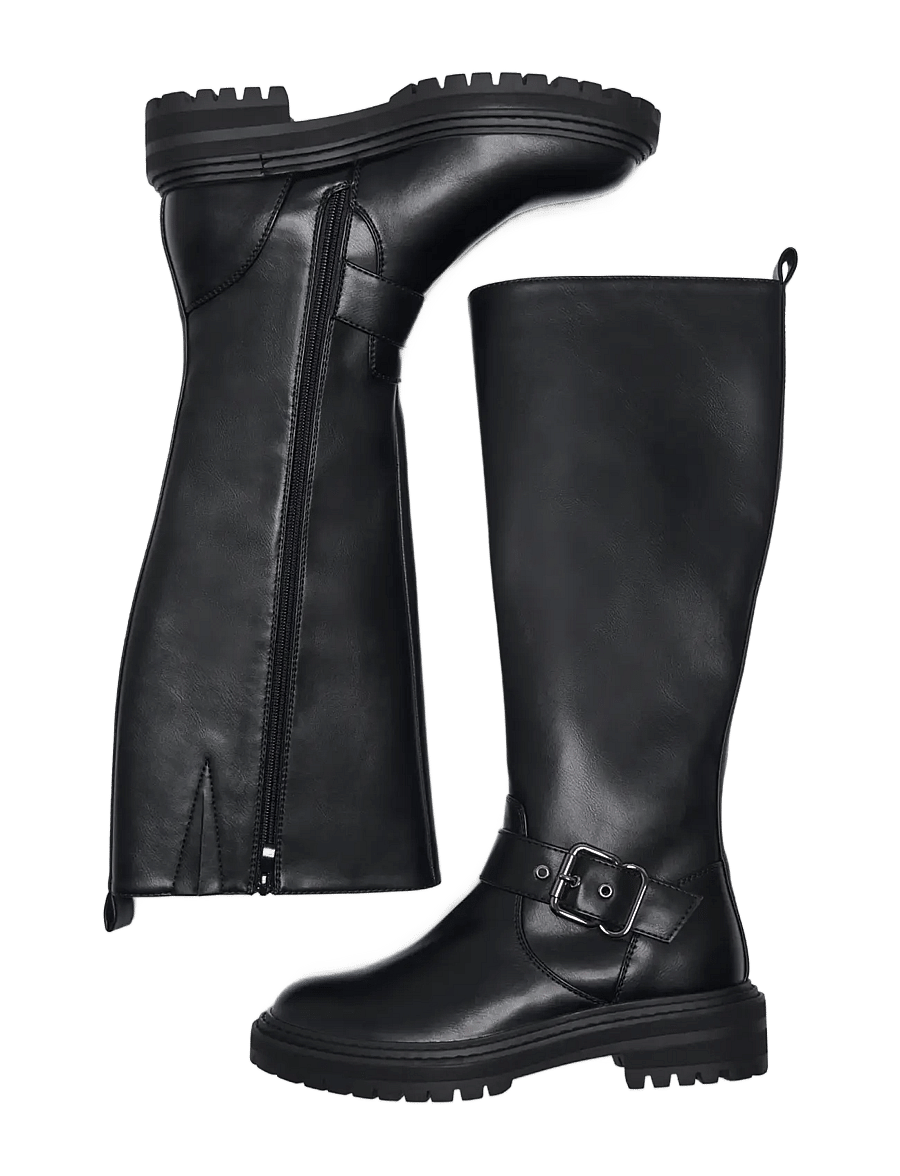 ONLY - ONLBETH-8 PU HIGH BUCKLE BOOT - põlveni saapad - black - 3