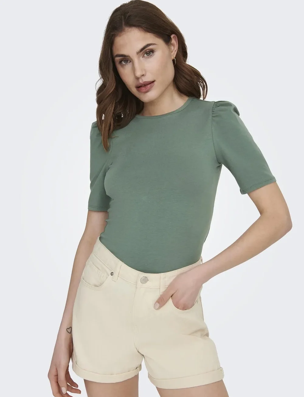 ONLY - ONLLIVE LOVE 2/4 PUFFTOP JRS NOOS - t-shirts - laurel wreath - 4