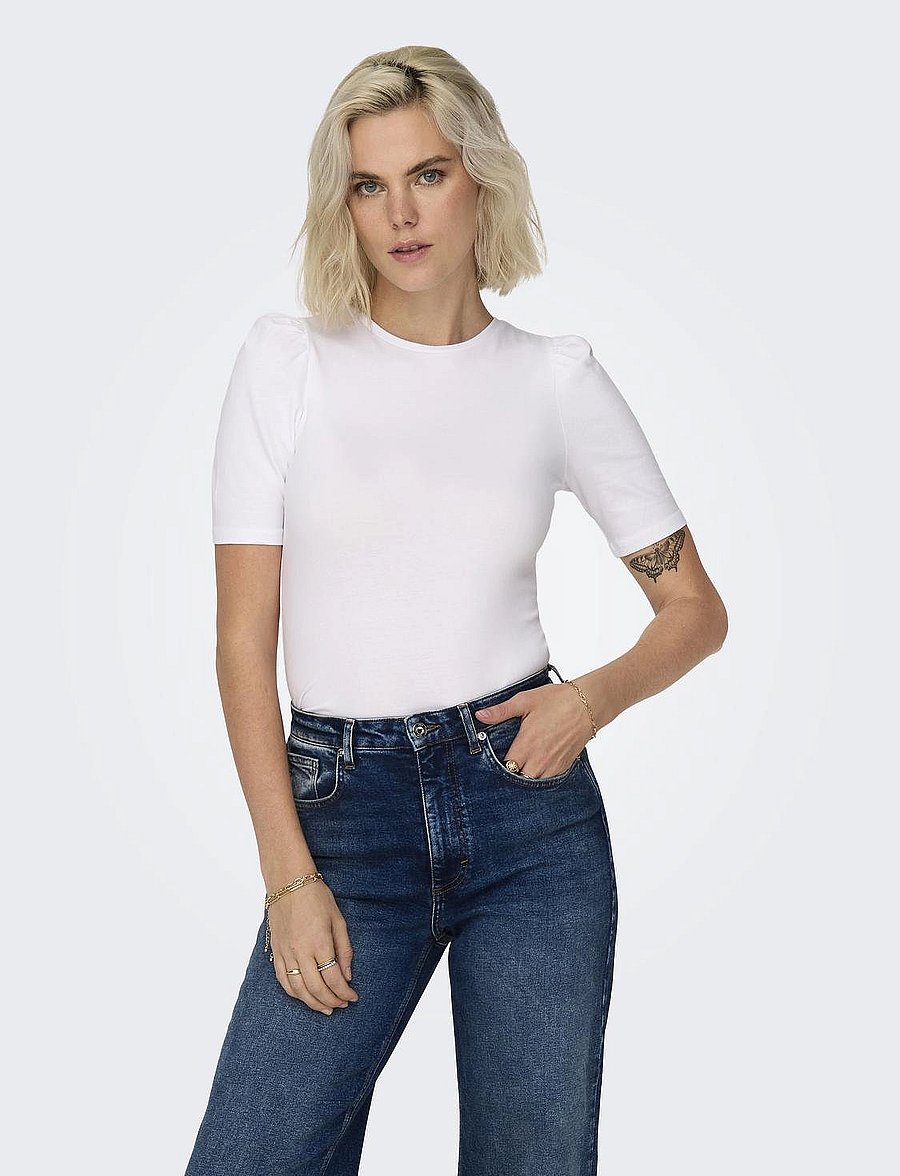 ONLY - ONLLIVE LOVE 2/4 PUFFTOP JRS NOOS - t-krekli - white - 0