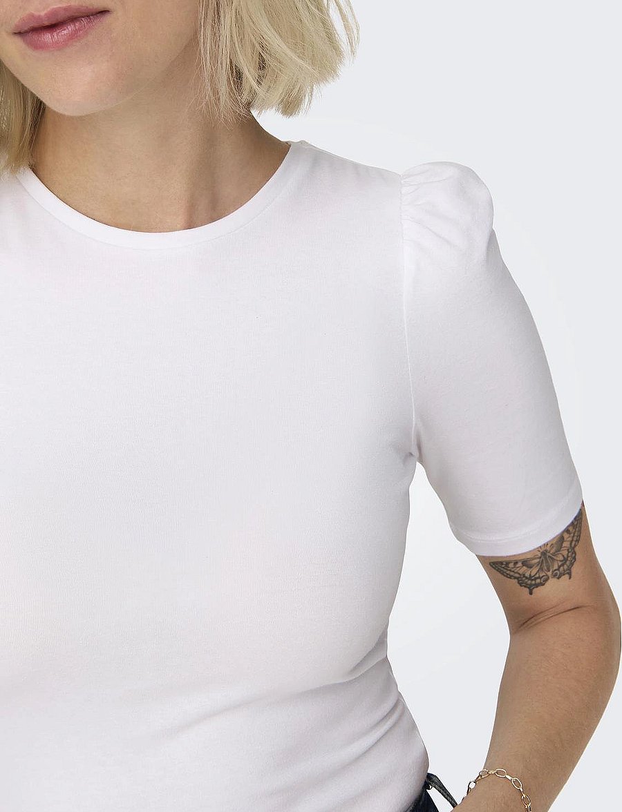 ONLY - ONLLIVE LOVE 2/4 PUFFTOP JRS NOOS - t-krekli - white - 4