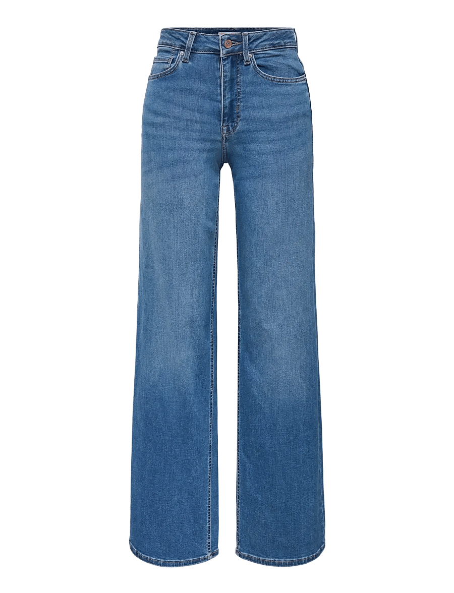 ONLY - ONLMADISON BLUSH HW WIDE DNM DOT372 NOOS - víðar gallabuxur - medium blue denim - 1