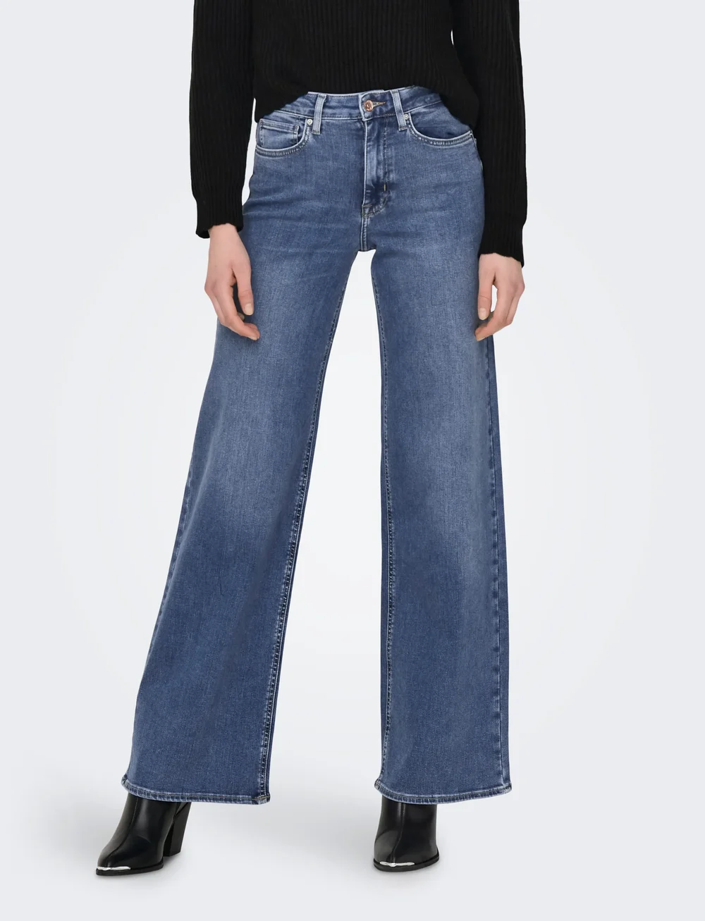 ONLY - ONLMADISON BLUSH HW WIDE DNM DOT372 NOOS - wide leg jeans - medium blue denim - 0