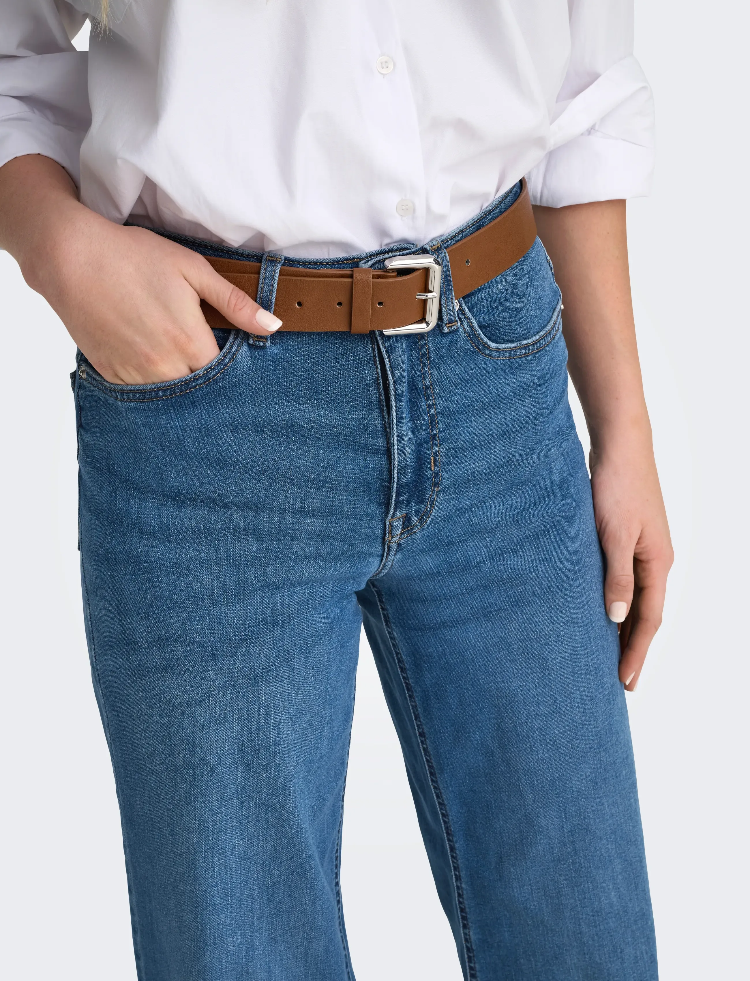 ONLY - ONLMADISON BLUSH HW WIDE DNM DOT372 NOOS - brede jeans - medium blue denim - 5