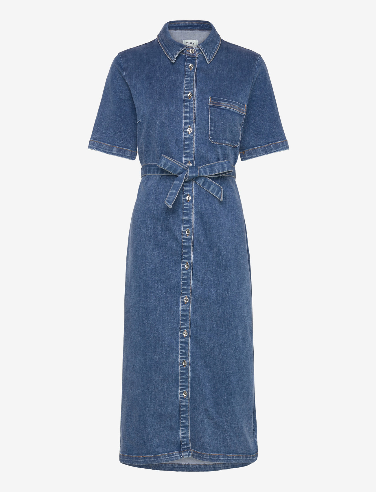 ONLY - ONLLANA SS LONG DRESS DNM REA258 NOOS - skjortklänningar - medium blue denim - 1