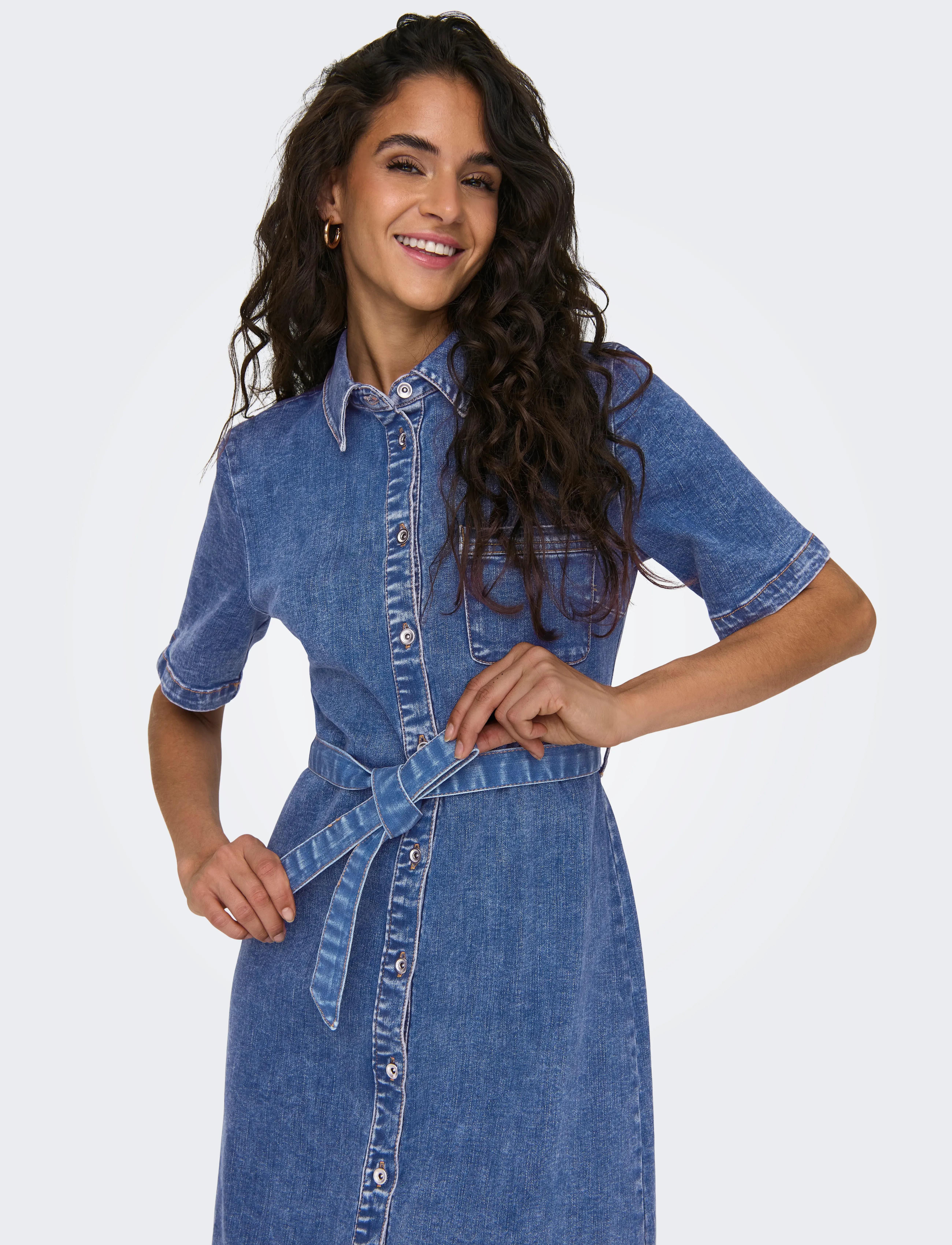 ONLY - ONLLANA SS LONG DRESS DNM REA258 NOOS - robes chemises - medium blue denim - 5