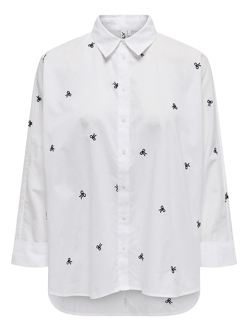 ONLY - ONLNEW LINA GRACE LS EMB SHIRT NOOS WVN - langärmlige hemden - bright white - 1