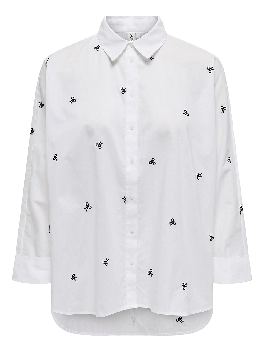 ONLY - ONLNEW LINA GRACE LS EMB SHIRT NOOS WVN - marškiniai ilgomis rankovėmis - bright white - 1