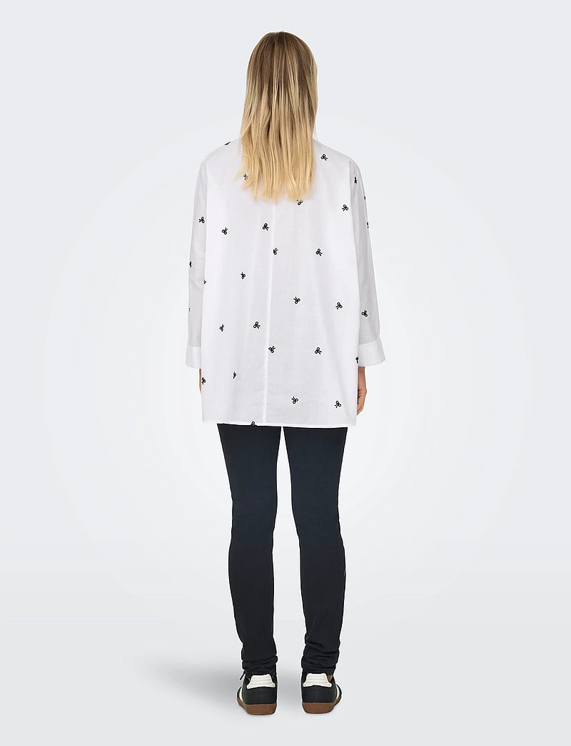 ONLY - ONLNEW LINA GRACE LS EMB SHIRT NOOS WVN - langärmlige hemden - bright white - 3