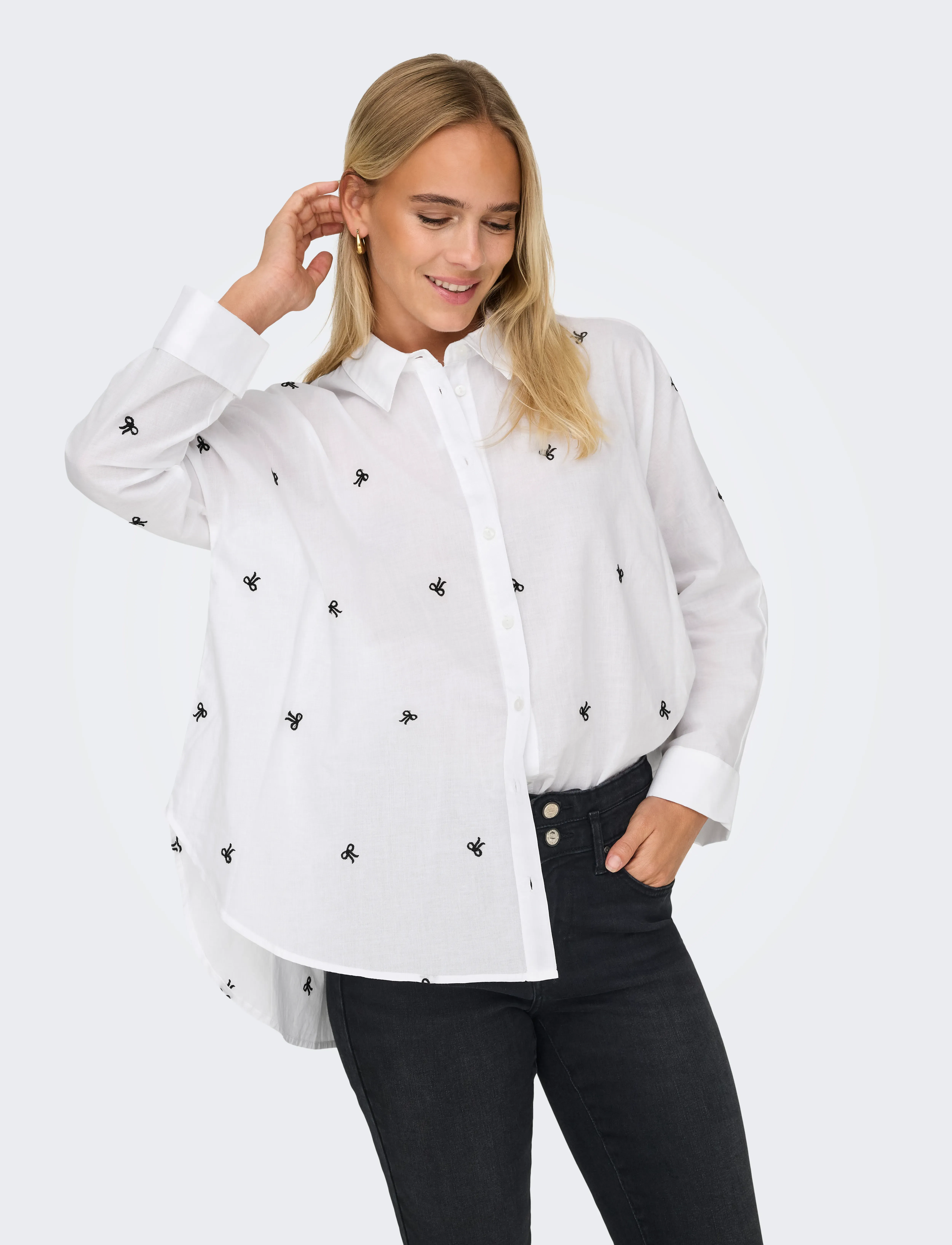 ONLY - ONLNEW LINA GRACE LS EMB SHIRT NOOS WVN - marškiniai ilgomis rankovėmis - bright white - 5