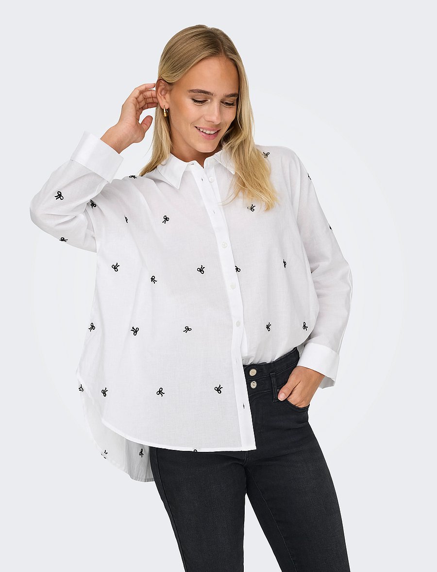 ONLY - ONLNEW LINA GRACE LS EMB SHIRT NOOS WVN - marškiniai ilgomis rankovėmis - bright white - 5