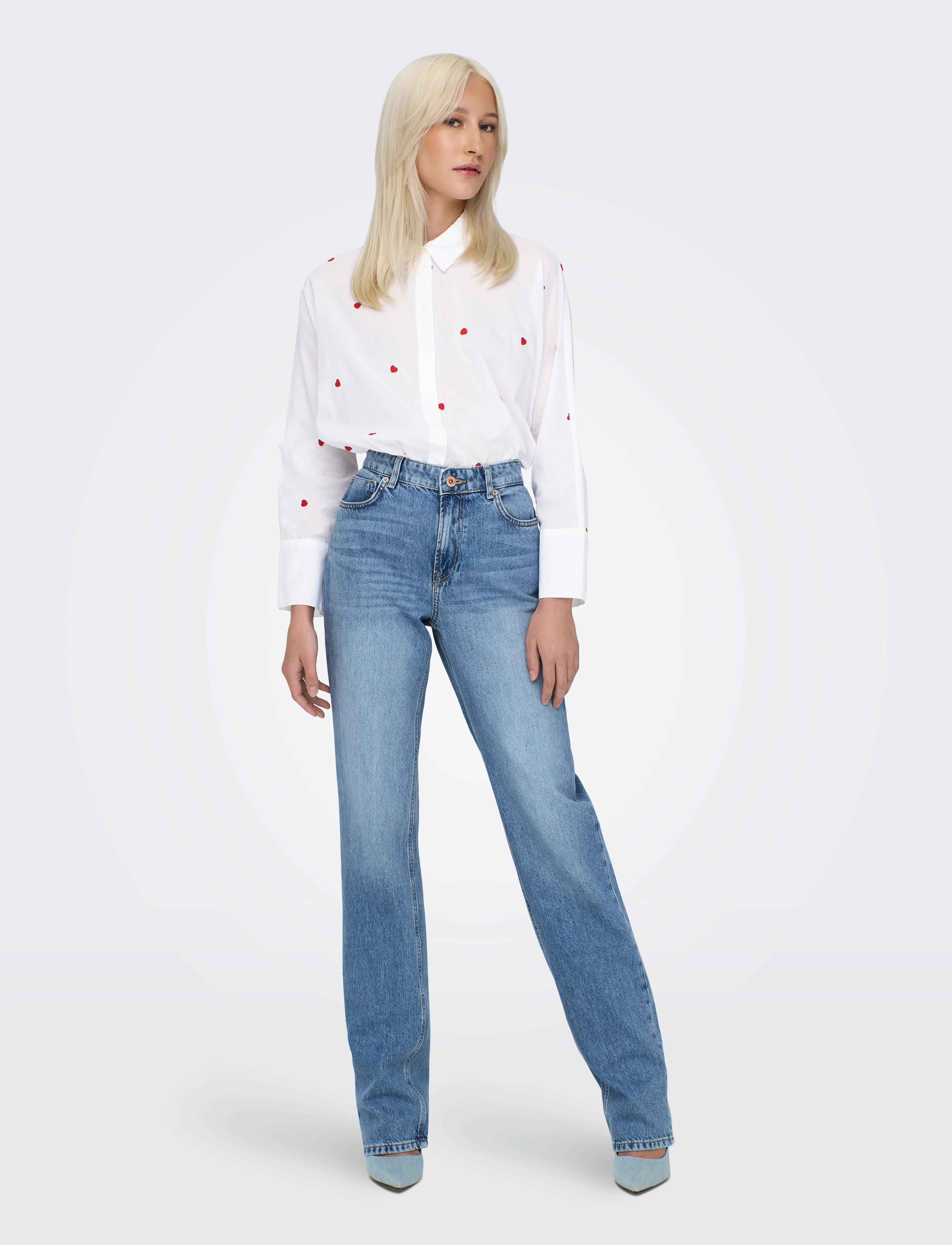 ONLY - ONLNEW LINA GRACE LS EMB SHIRT NOOS WVN - long-sleeved shirts - bright white - 4