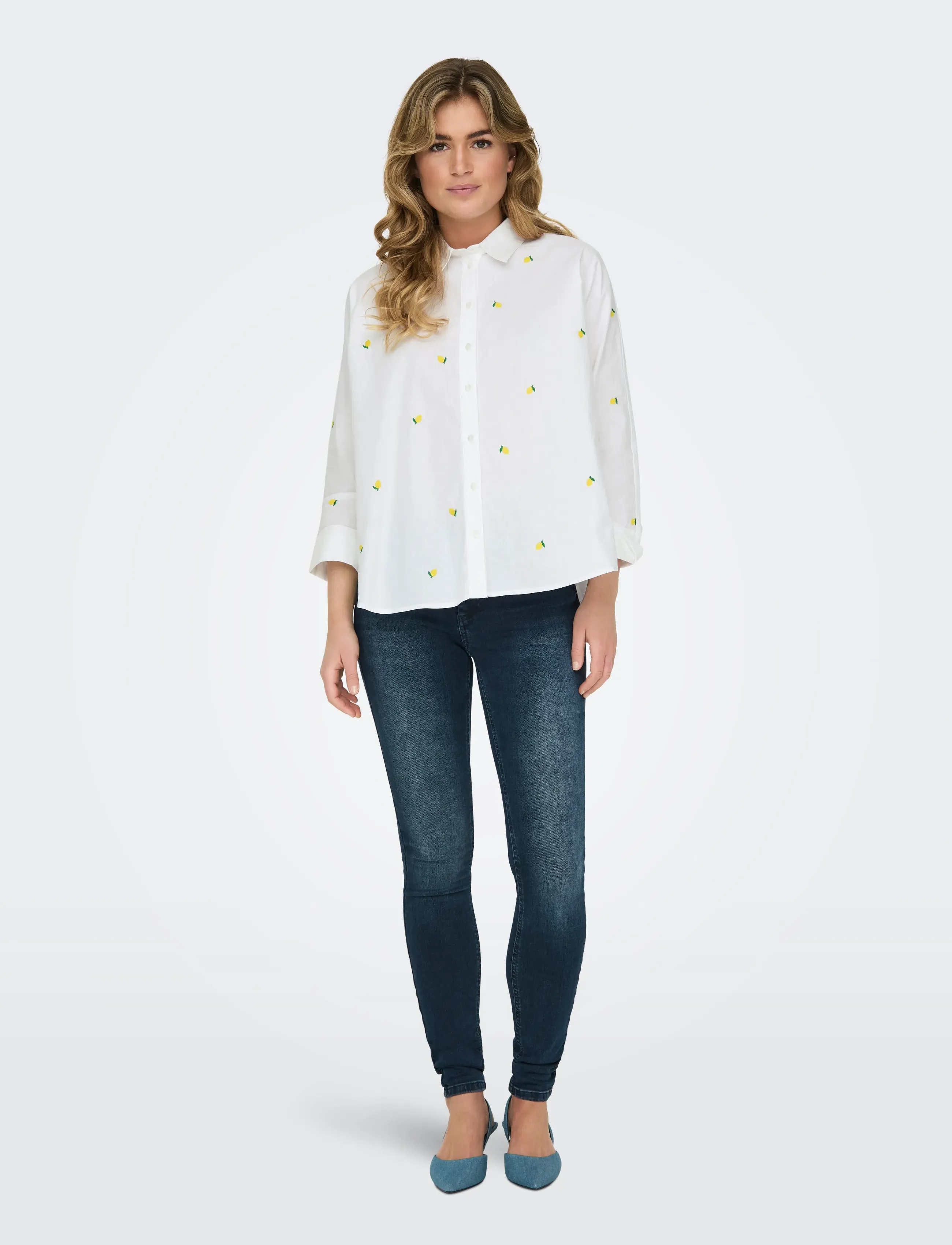 ONLY - ONLNEW LINA GRACE LS EMB SHIRT NOOS WVN - langærmede skjorter - bright white - 4