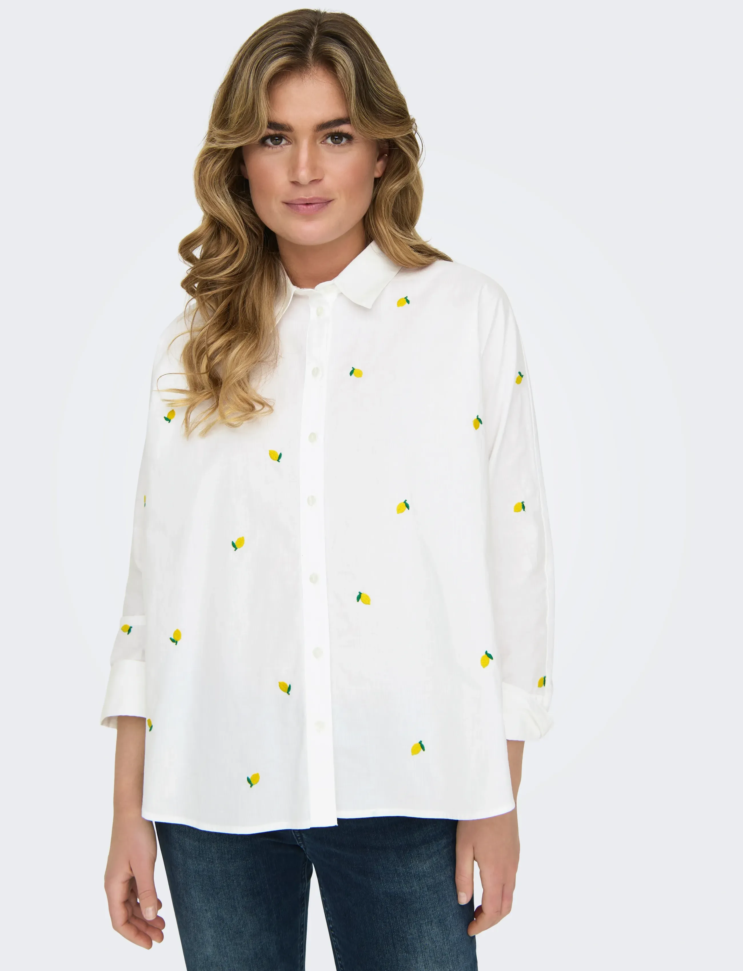 ONLY - ONLNEW LINA GRACE LS EMB SHIRT NOOS WVN - langærmede skjorter - bright white - 5