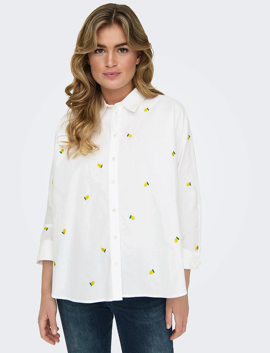 ONLY - ONLNEW LINA GRACE LS EMB SHIRT NOOS WVN - langærmede skjorter - bright white - 5