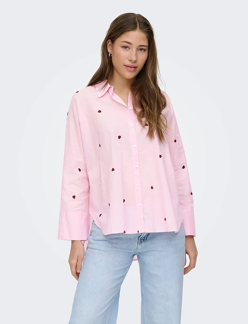 ONLY - ONLNEW LINA GRACE LS EMB SHIRT NOOS WVN - langærmede skjorter - roseate spoonbill - 0