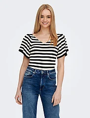 ONLY - ONLLEELO STRIPE S/S BACK V-NECK KNT NOOS - alhaisimmat hinnat - pumice stone - 2