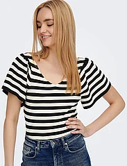 ONLY - ONLLEELO STRIPE S/S BACK V-NECK KNT NOOS - alhaisimmat hinnat - pumice stone - 5