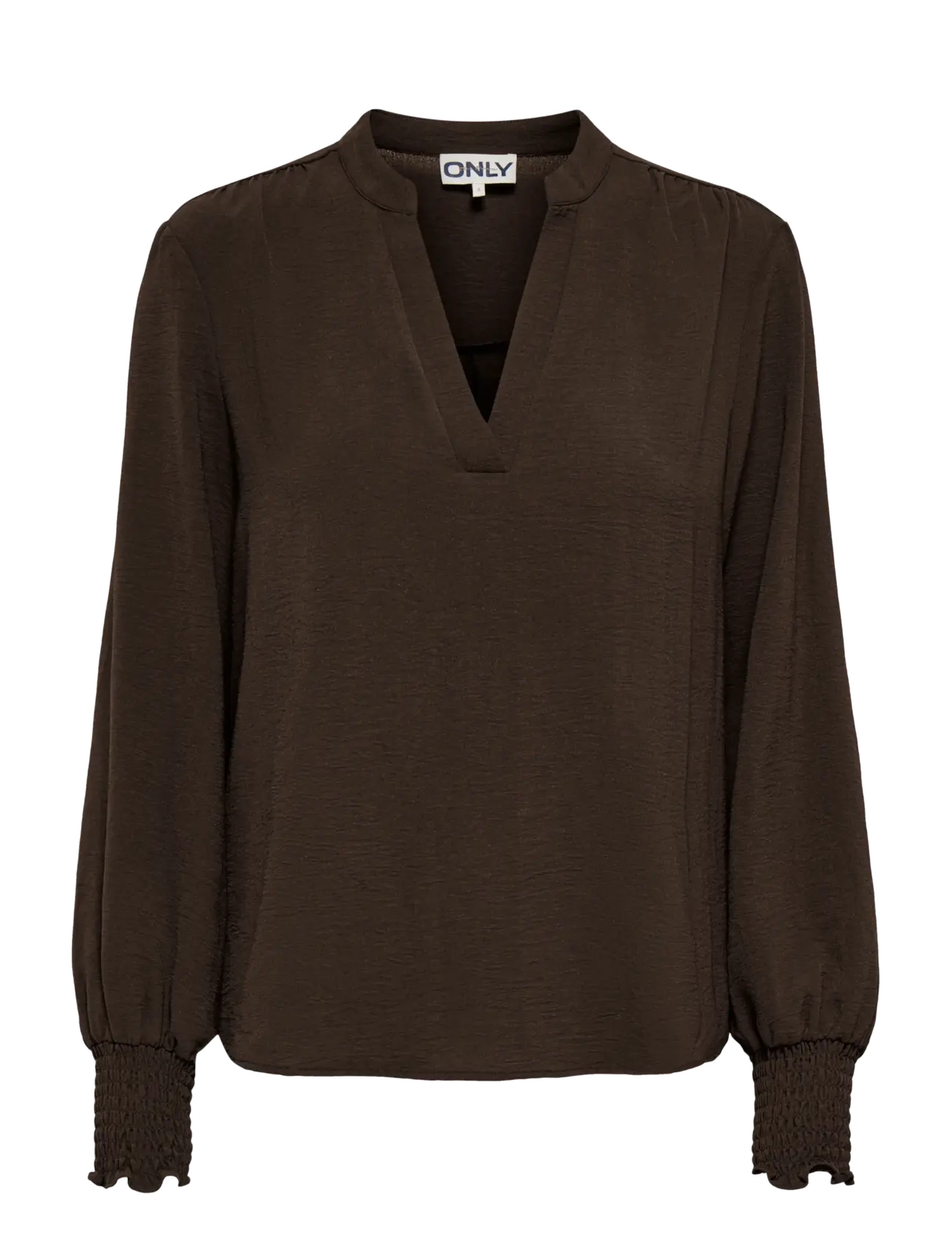 ONLY ONLMETTE V-NECK LS SMOCK TOP NOOS WVN - Tänapäevane naiselikkus - COFFEE BEAN / brown