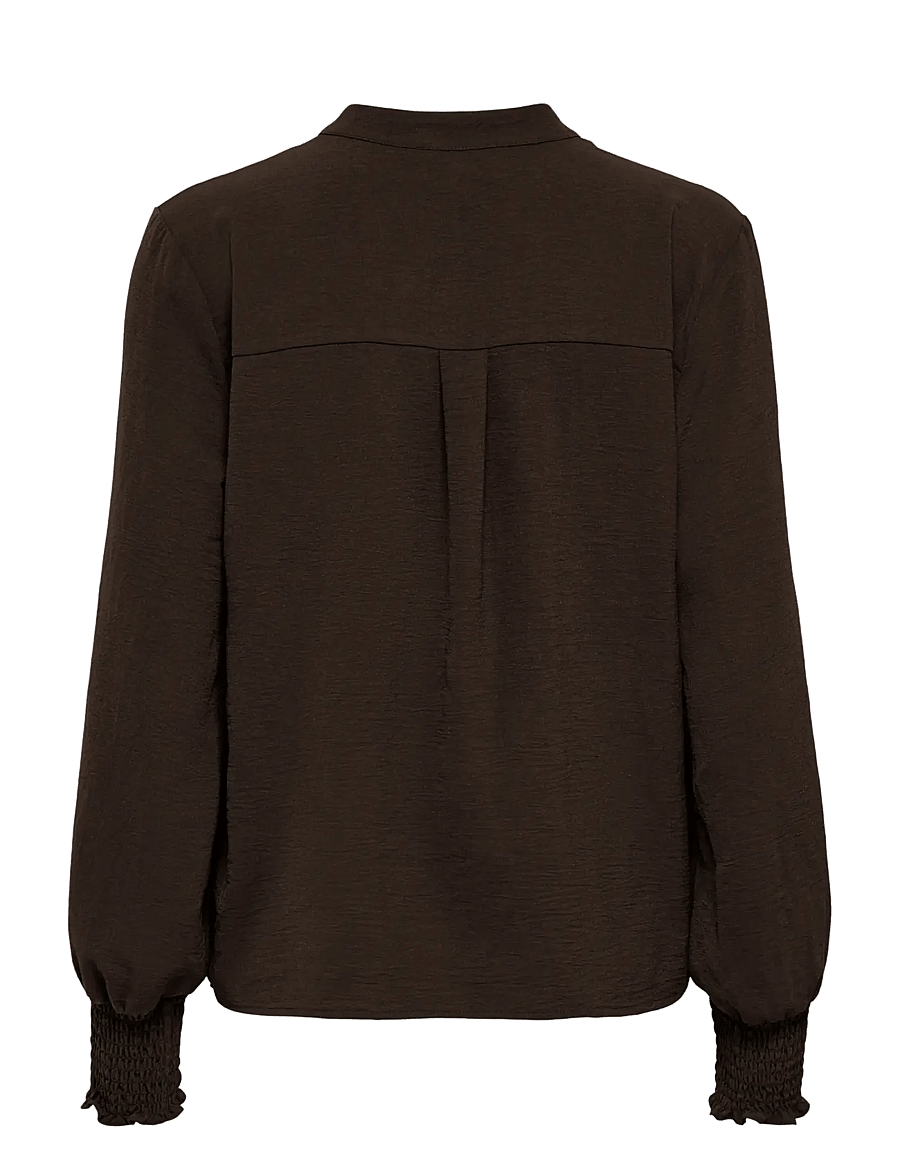 ONLY - ONLMETTE V-NECK LS SMOCK TOP NOOS WVN - pikkade varrukatega pluusid - coffee bean - 2