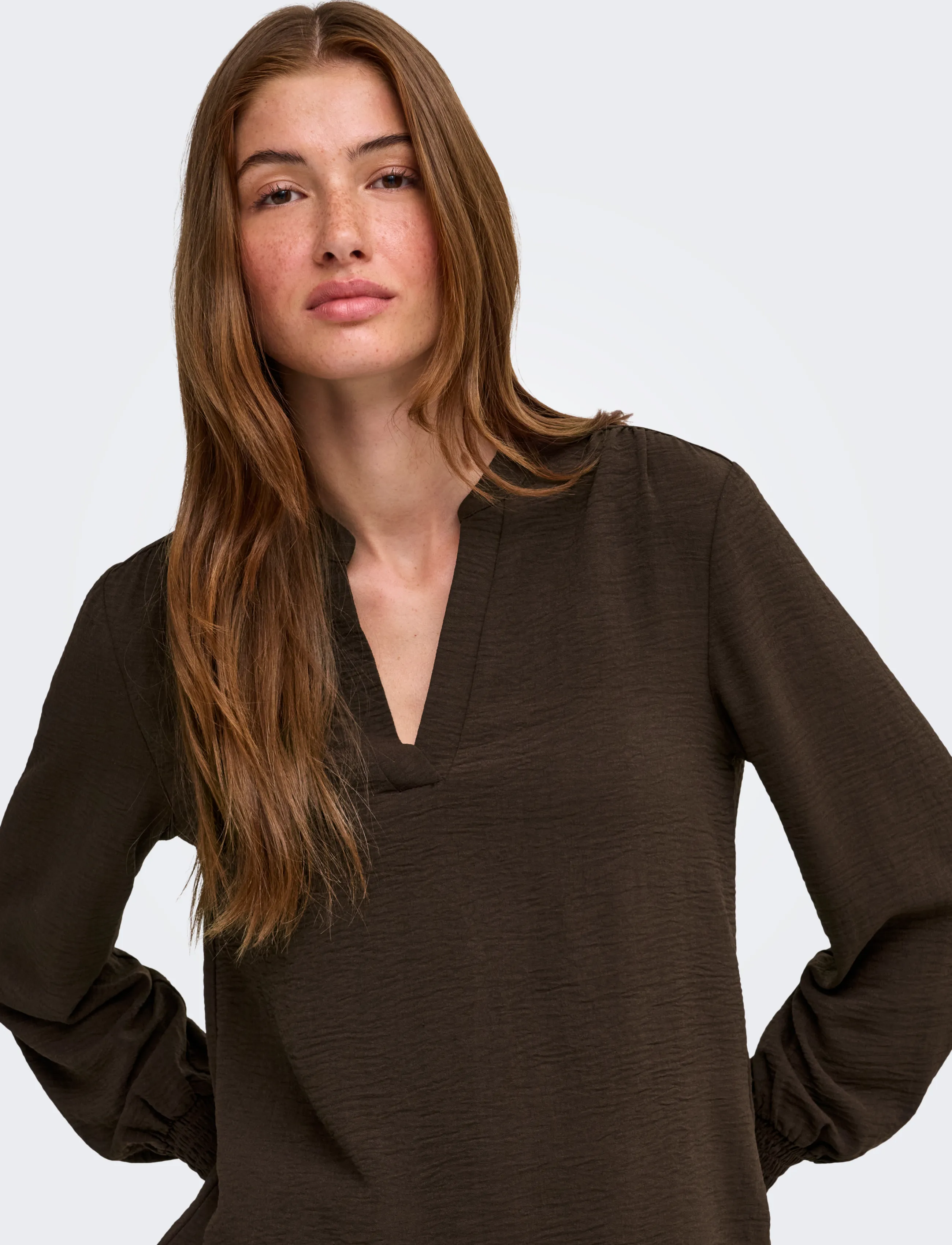 ONLY Onlmette V-Neck Ls Smock Top Noos Wvn blusar dam – bild 6