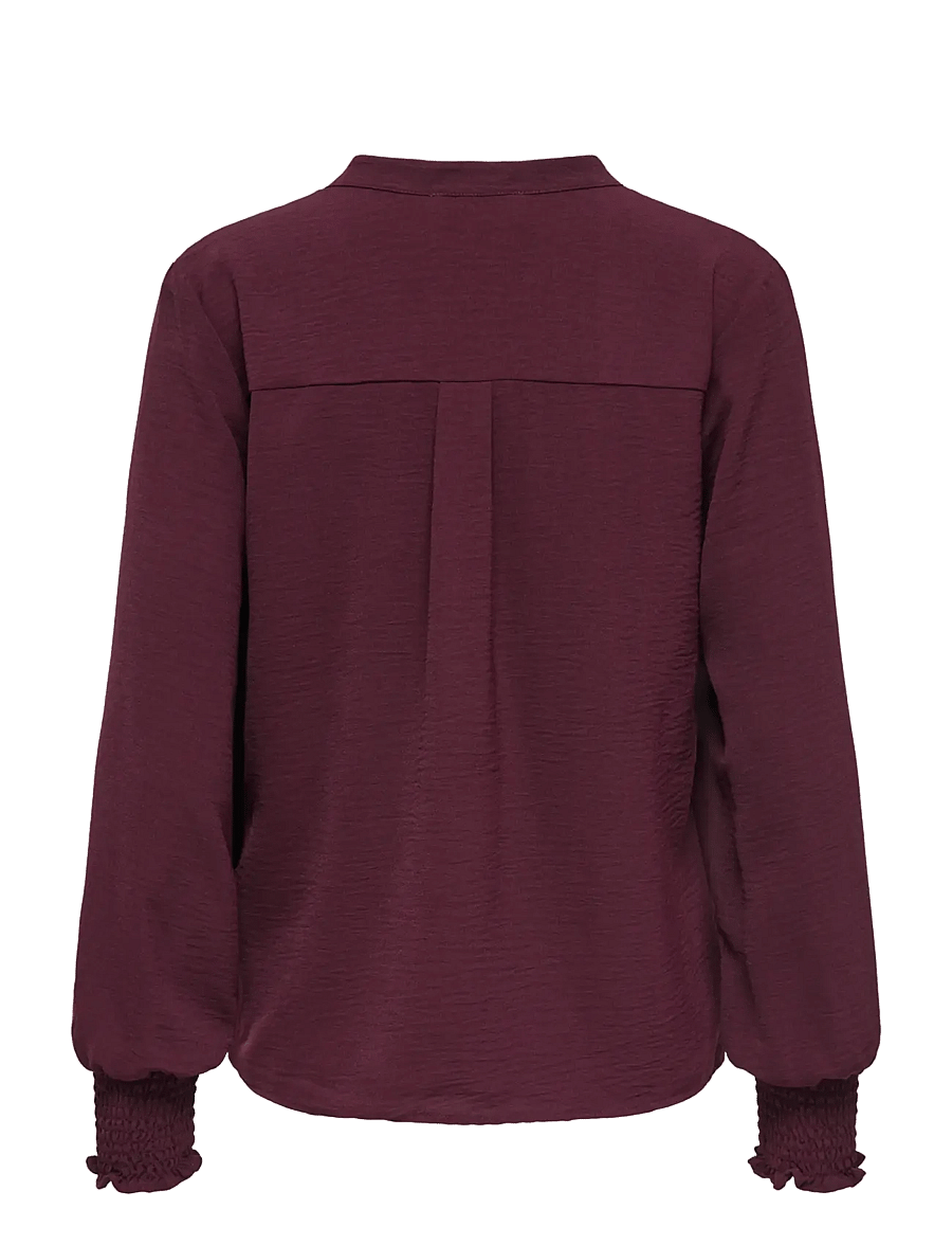 ONLY - ONLMETTE V-NECK LS SMOCK TOP NOOS WVN - langärmelige blusen - decadent chocolate - 2