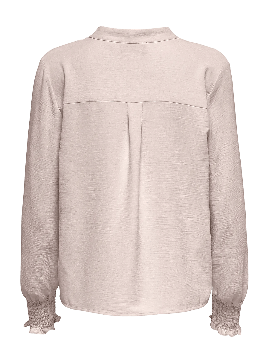 ONLY - ONLMETTE V-NECK LS SMOCK TOP NOOS WVN - långärmade blusar - gray morn - 2