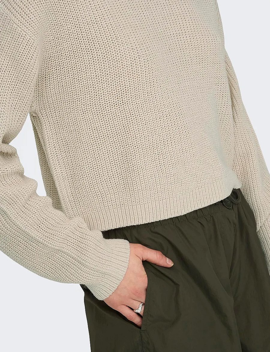 ONLY - ONLMALAVI L/S CROPPED PULLOVER KNT NOOS - peysur - pumice stone - 5