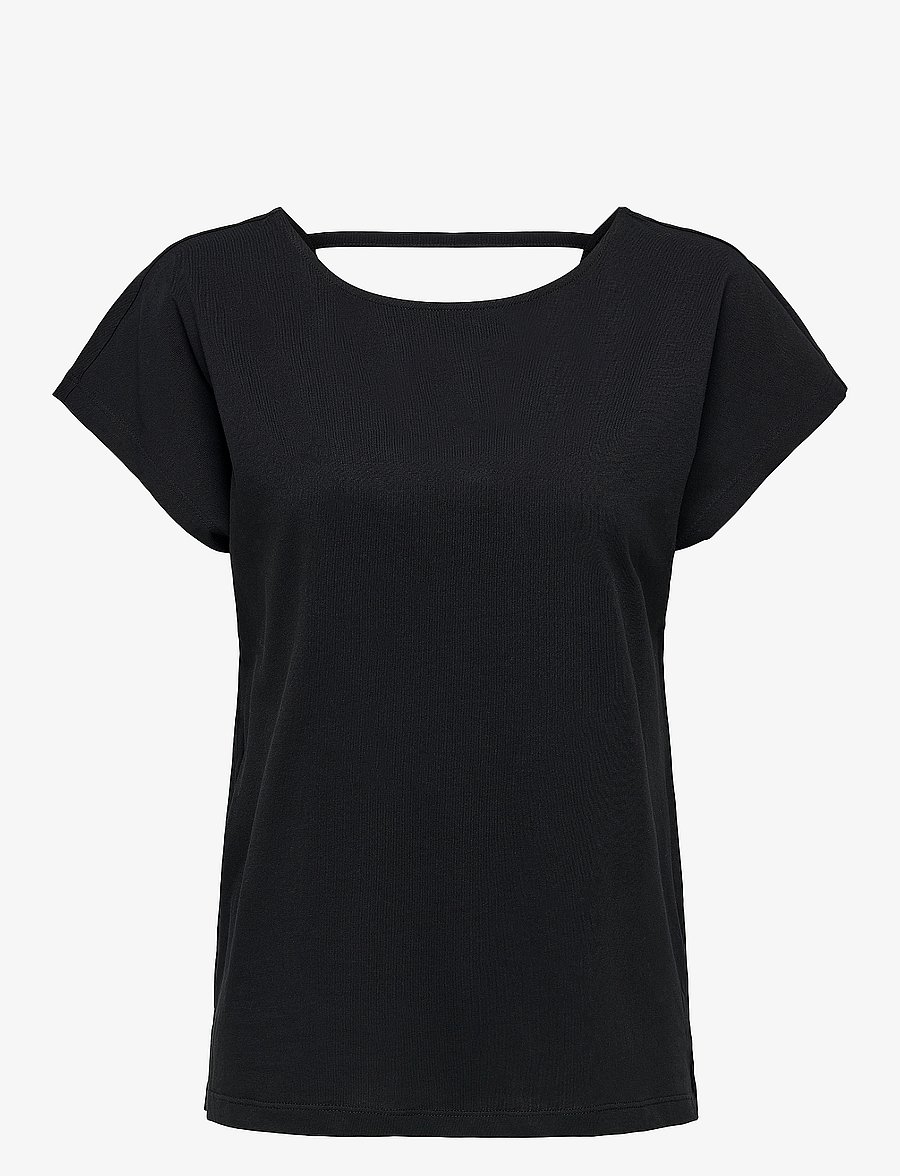 ONLY - ONLMAY LIFE S/S OPEN BACK TOP BOX JRS - t-shirts - black - 1