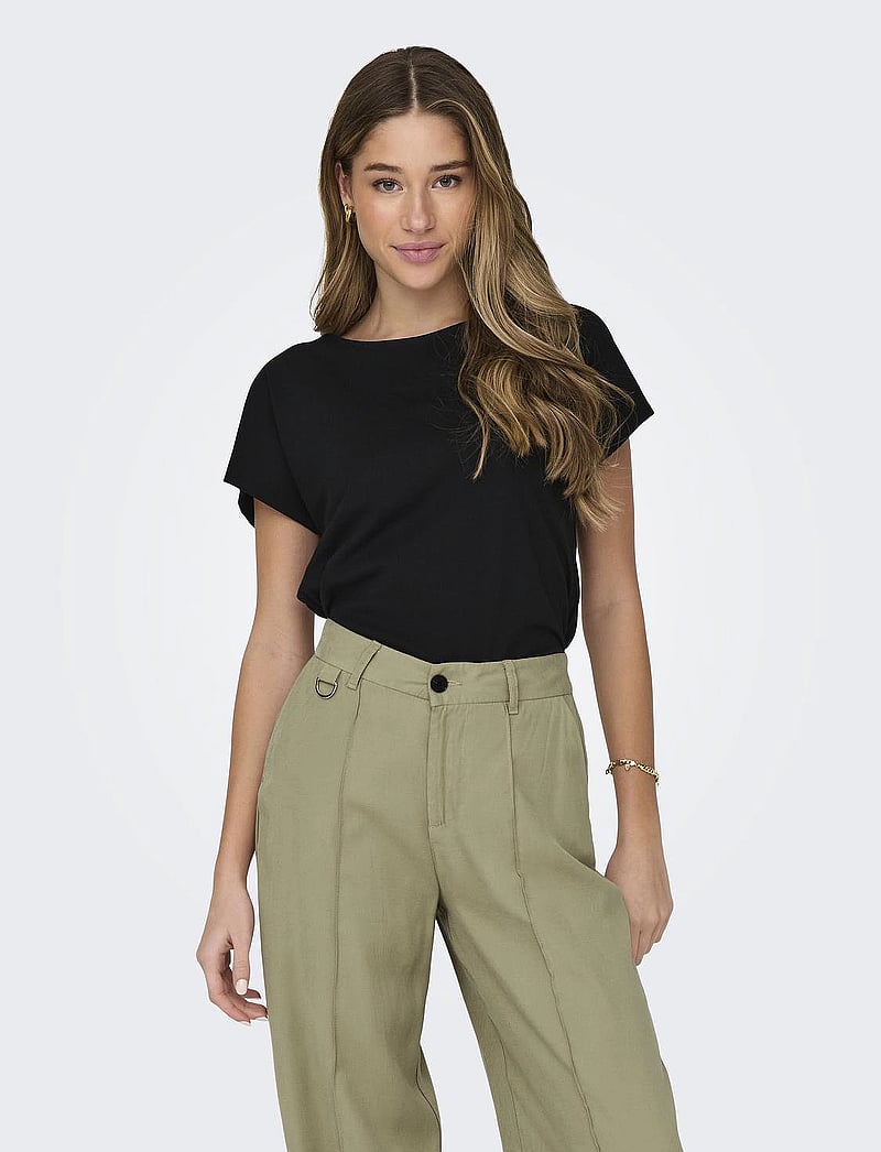 ONLY - ONLMAY LIFE S/S OPEN BACK TOP BOX JRS - t-shirts - black - 0