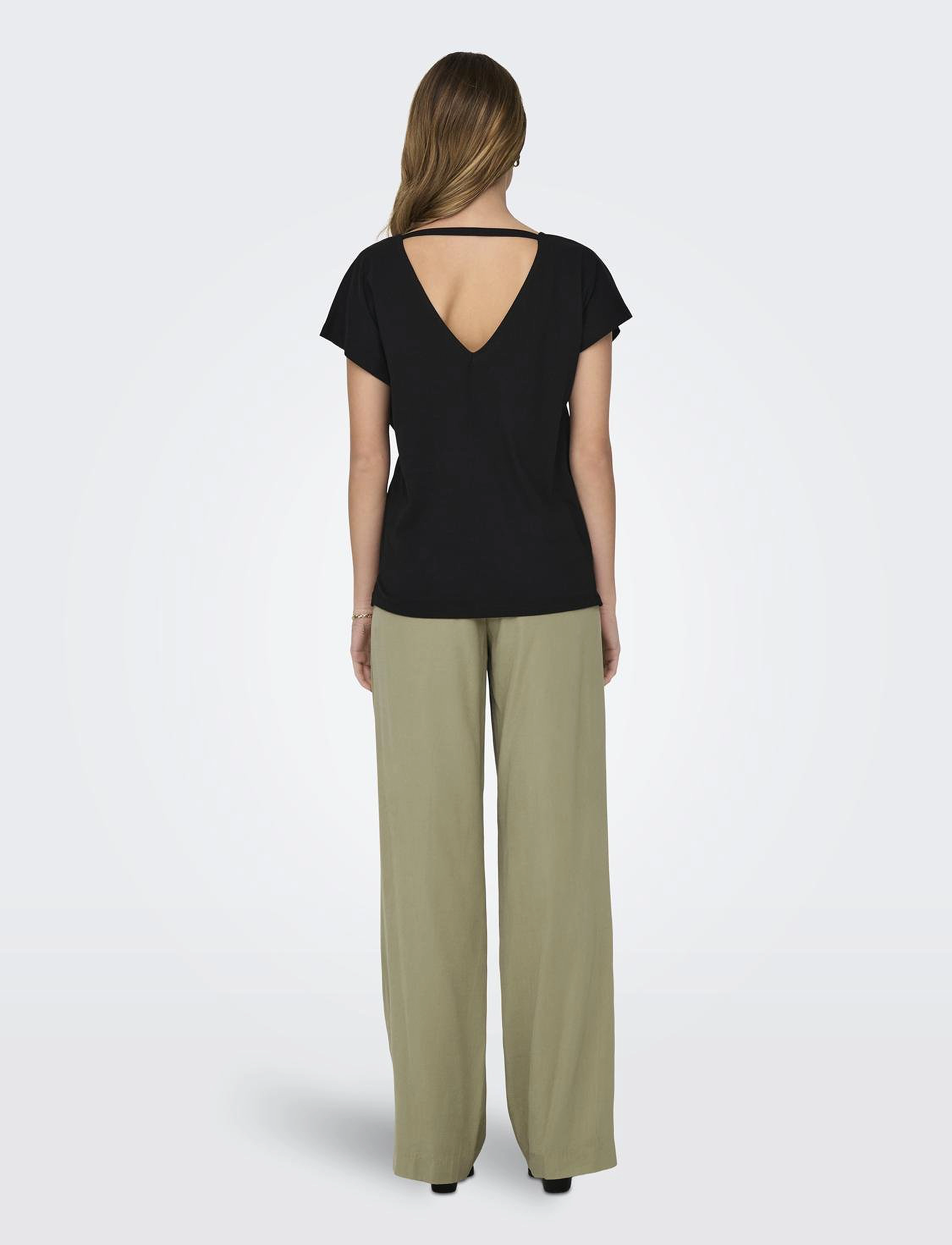 ONLY - ONLMAY LIFE S/S OPEN BACK TOP BOX JRS - t-shirts - black - 3