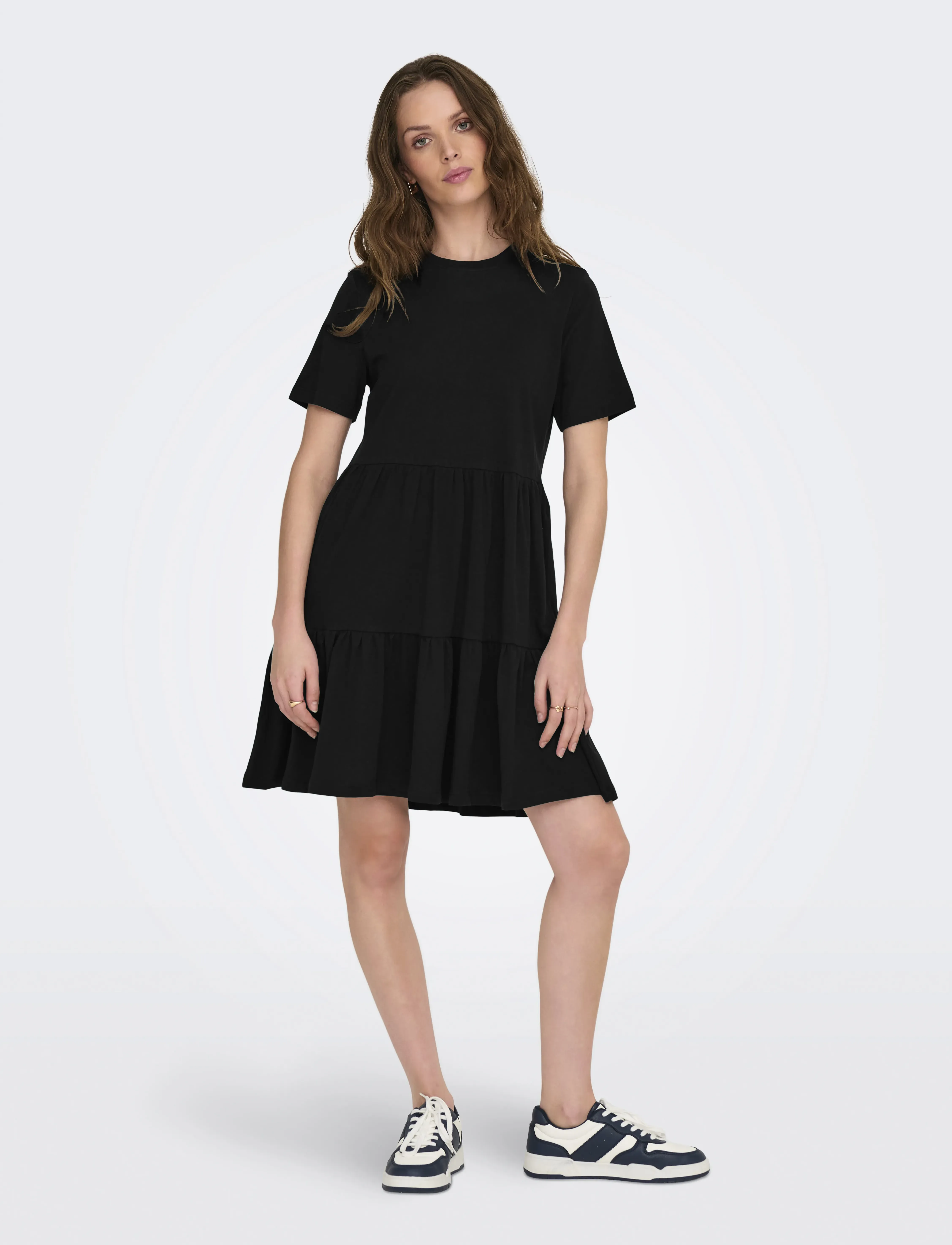 ONLY Onlmay Life S/S Peplum Dress Box Jrs, S, Dresses, Schwarz - Knee-length & Midi, Frauen