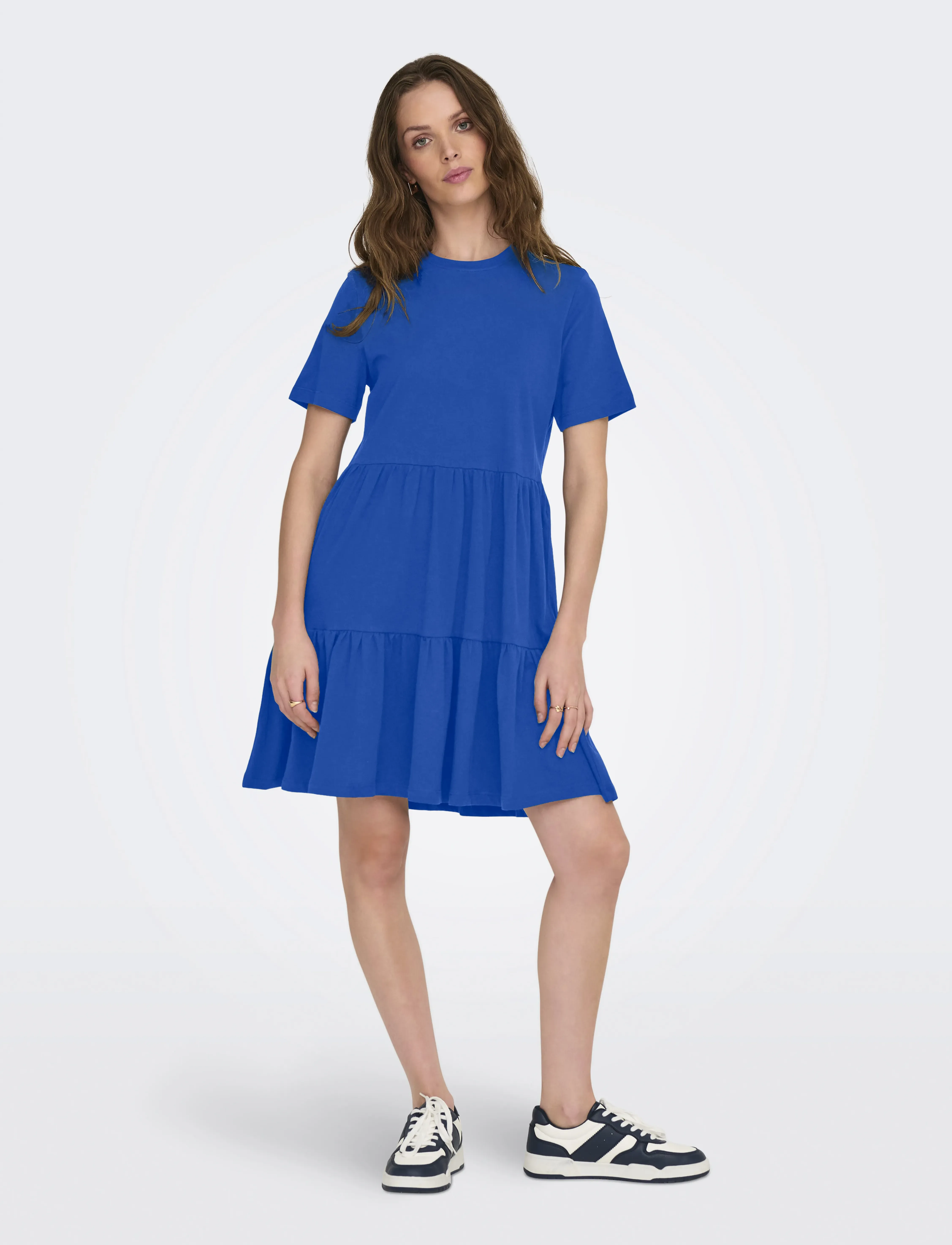 ONLY Onlmay Life S/S Peplum Dress Box Jrs, Kvinder, Flæsekjole, Blå, Str: XS