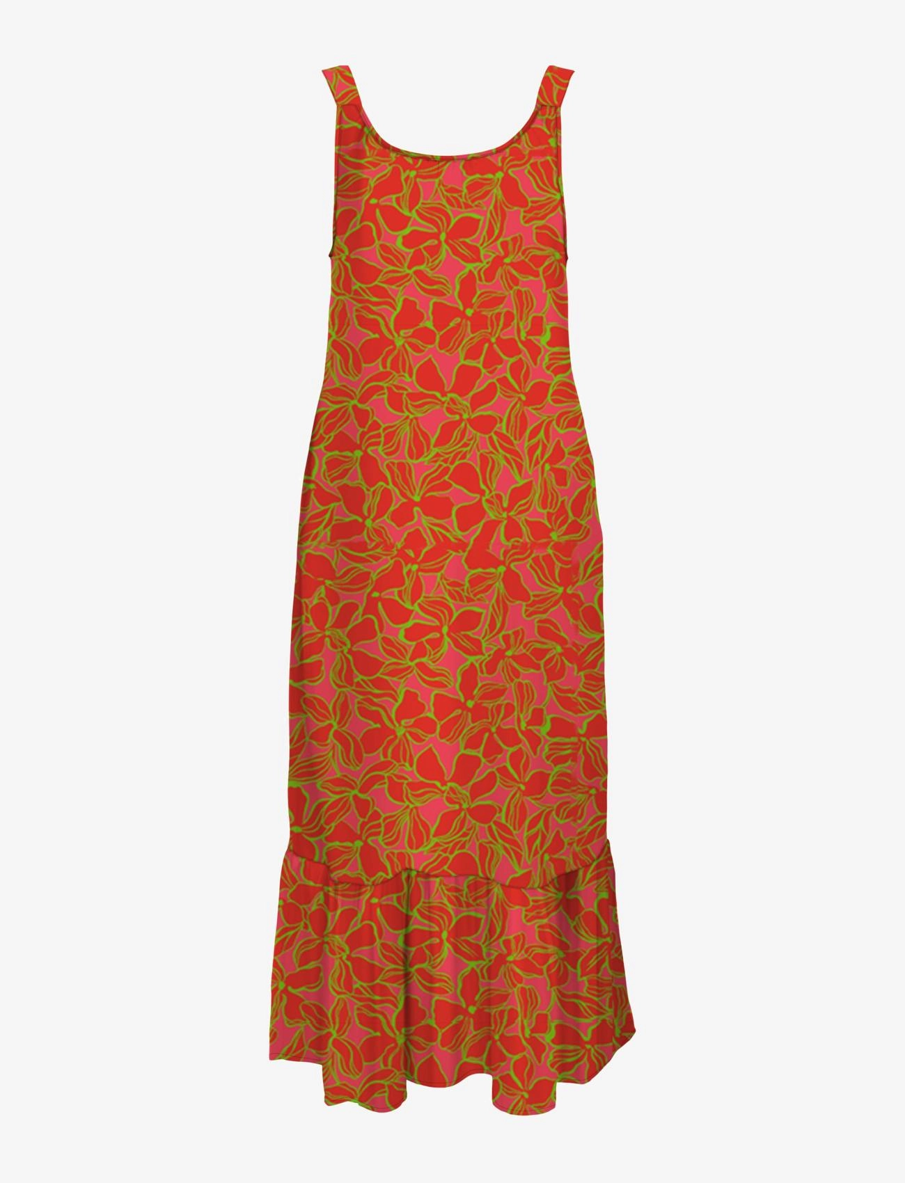 ONLY ONLALMA LIFE POLY NOEMI LONG DRESS AOP - Riided - HOT CORAL / orange