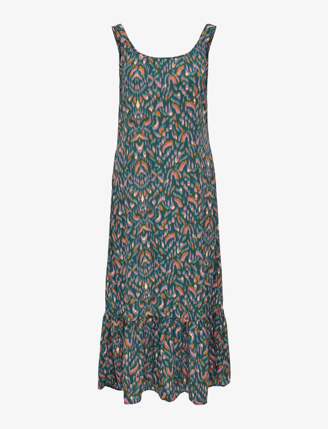 ONLY Onlalma Life Poly Noemi Long Kleid Aop Grün - XS - Damen