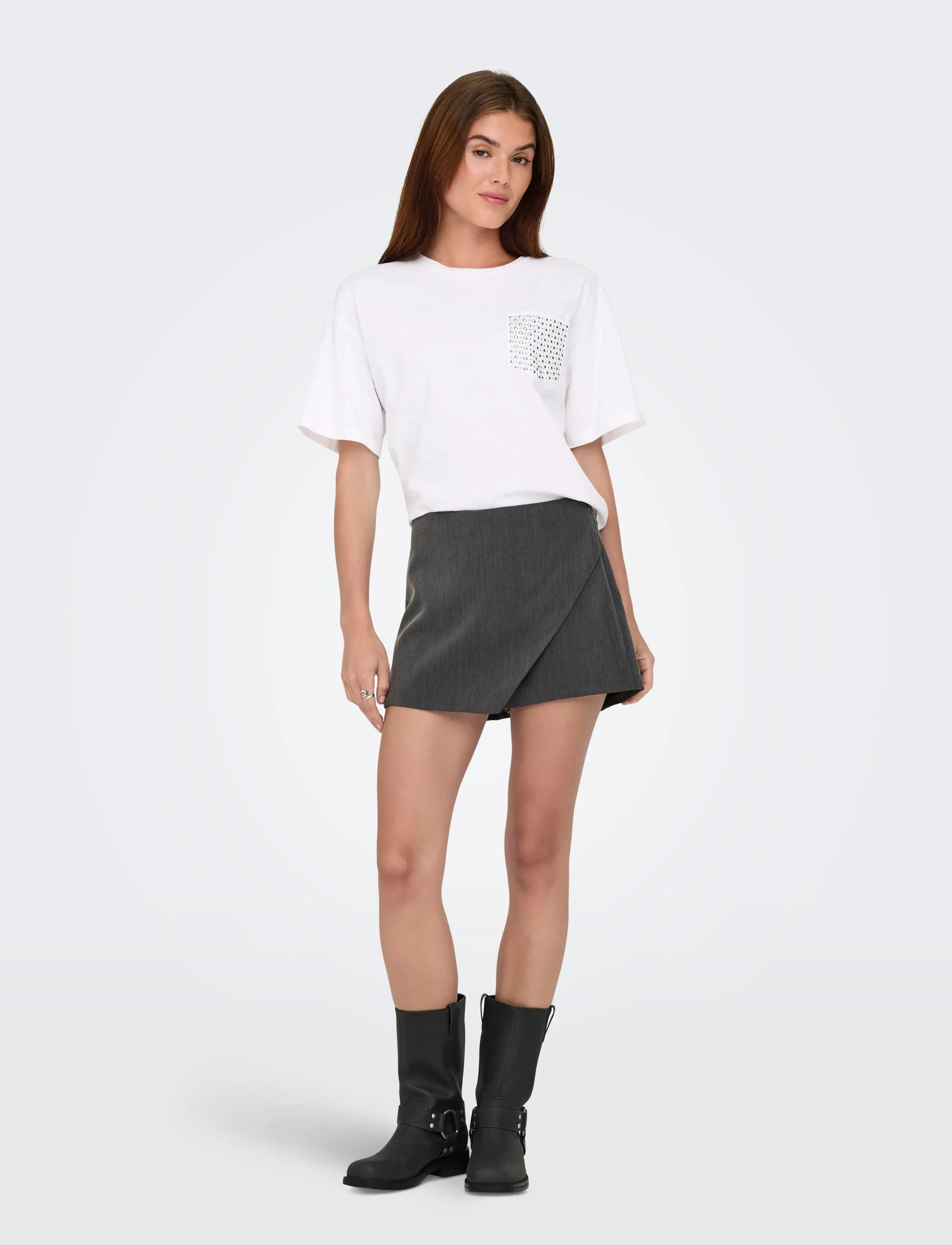 ONLY - ONLMIST-YASMINE WRAP SKORT TLR NOOS - dark grey melange - 5