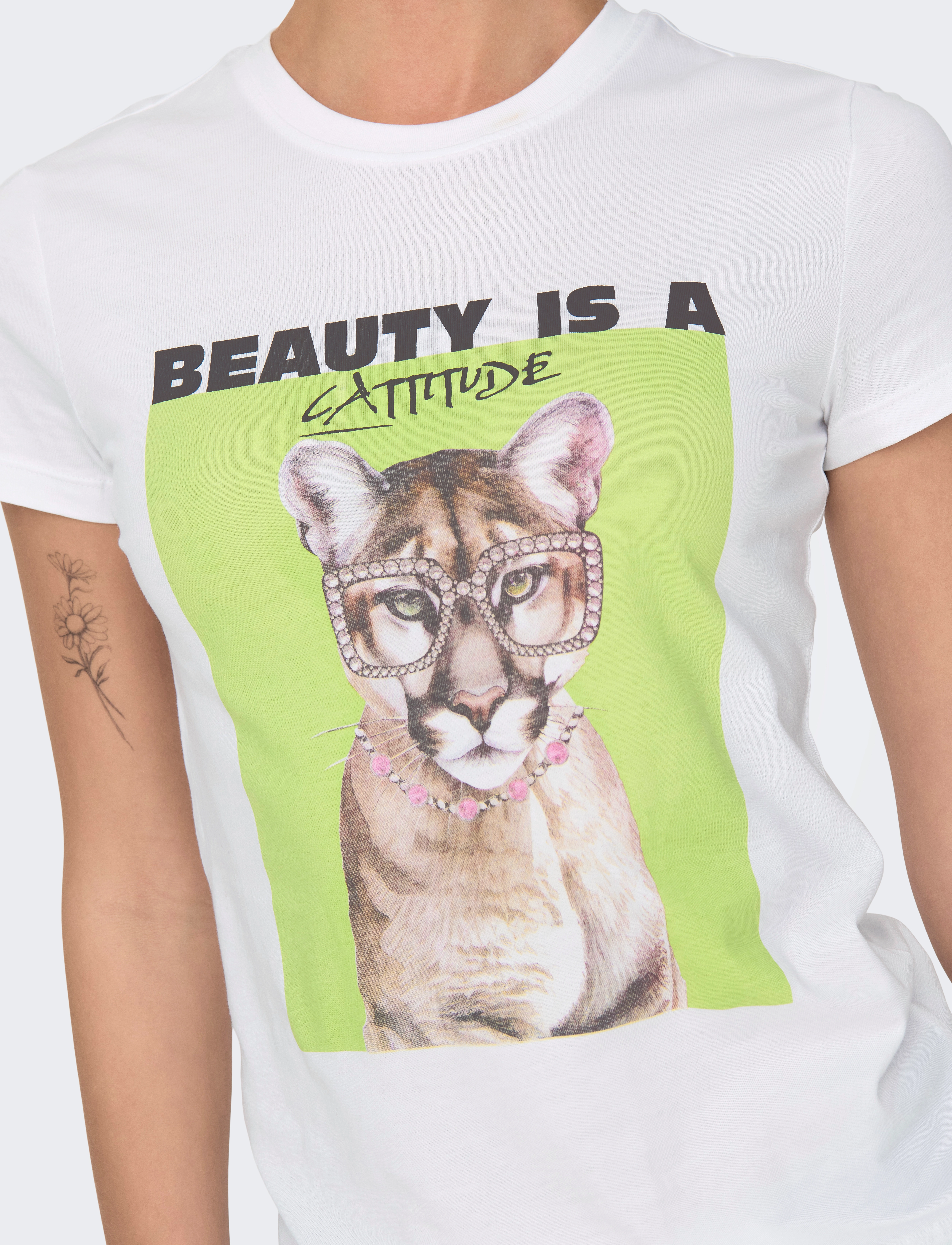 ONLY - ONLVIBE LIFE S/S GLASSES TOP BOX JRS - t-särgid - bright white - 5