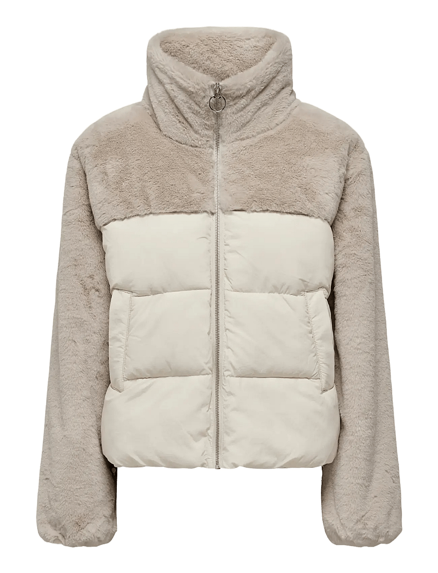 ONLY - ONLWANJA FUR PUFFER MIX JACKET NOOS OTW - moonbeam - 1