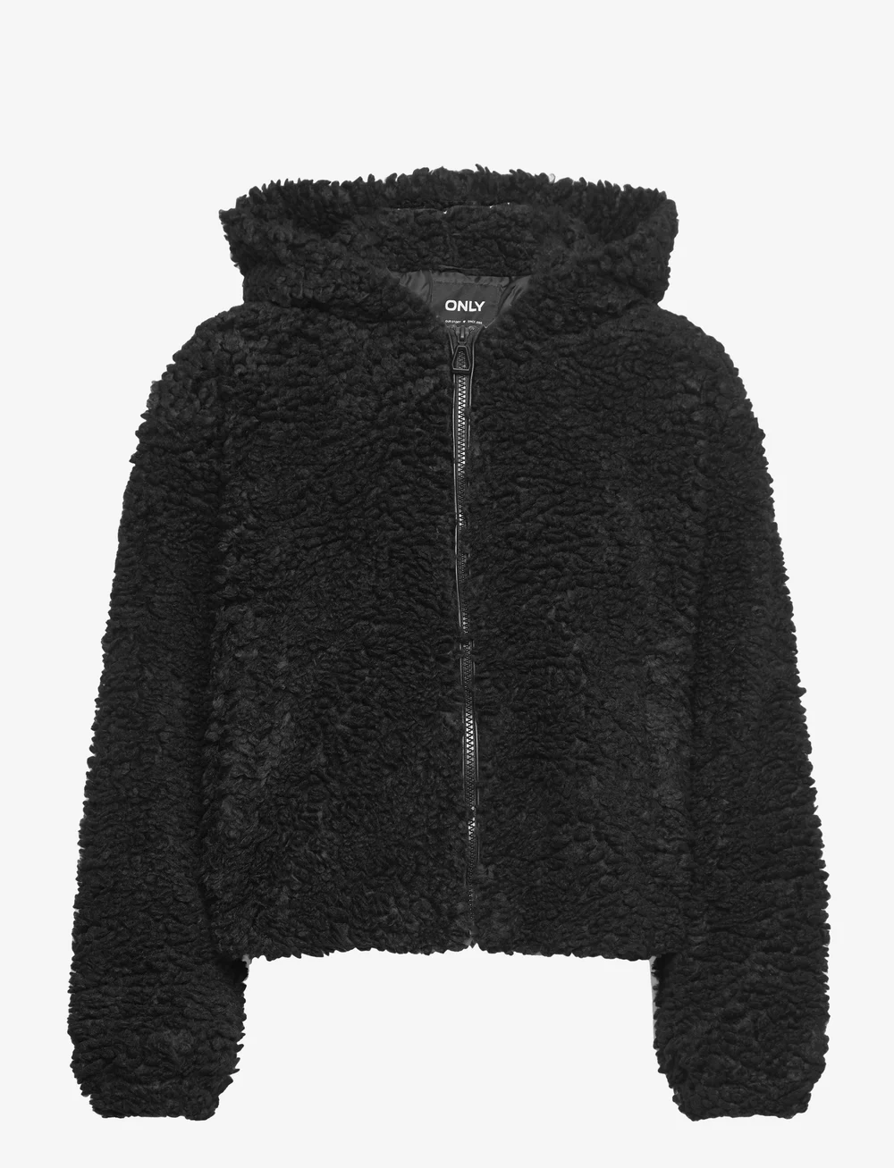 Black hooded sherpa jacket sale