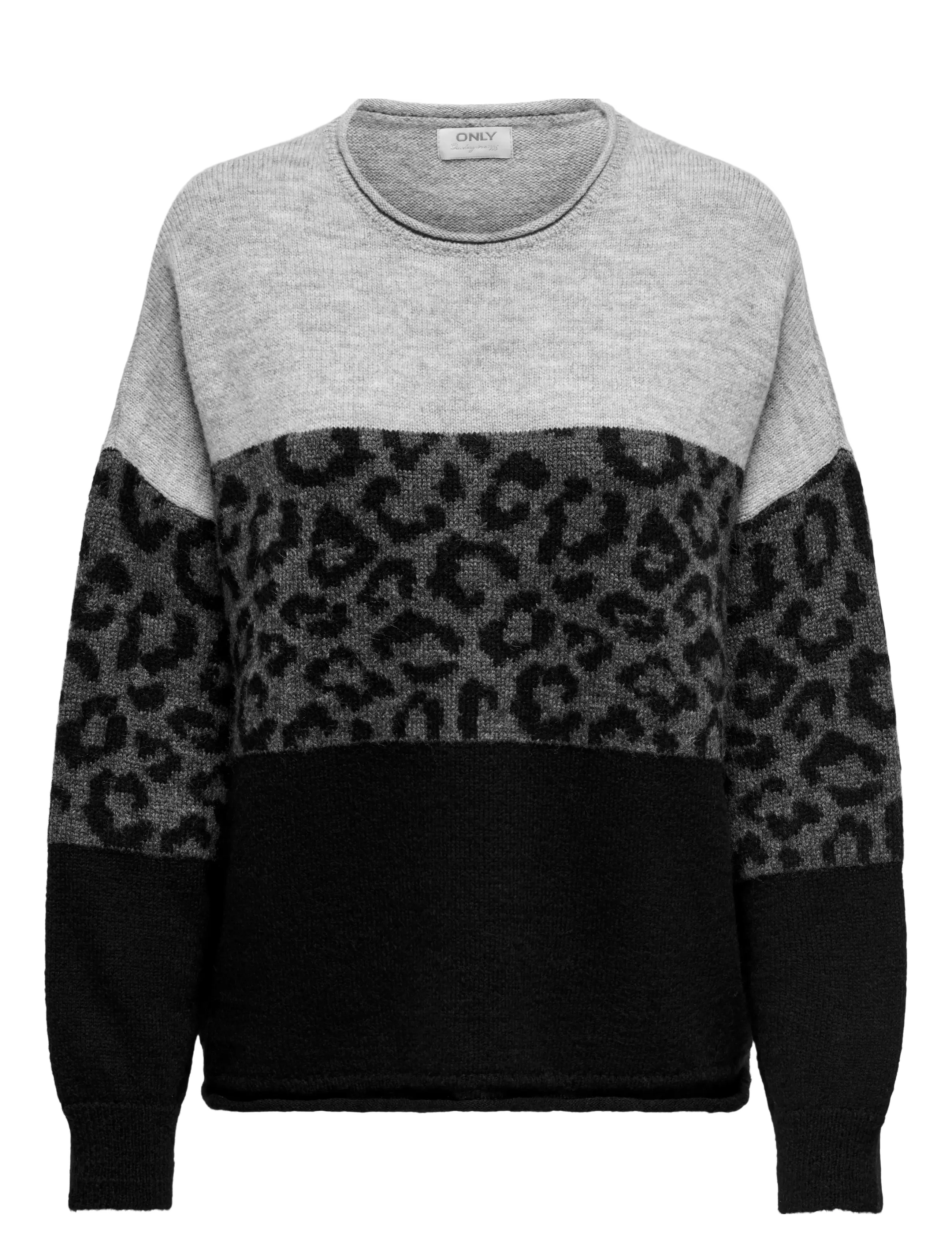 ONLY ONLJADE ANIMAL LS O-NECK NOOS KNT - Strickmode - LIGHT GREY MELANGE / grey